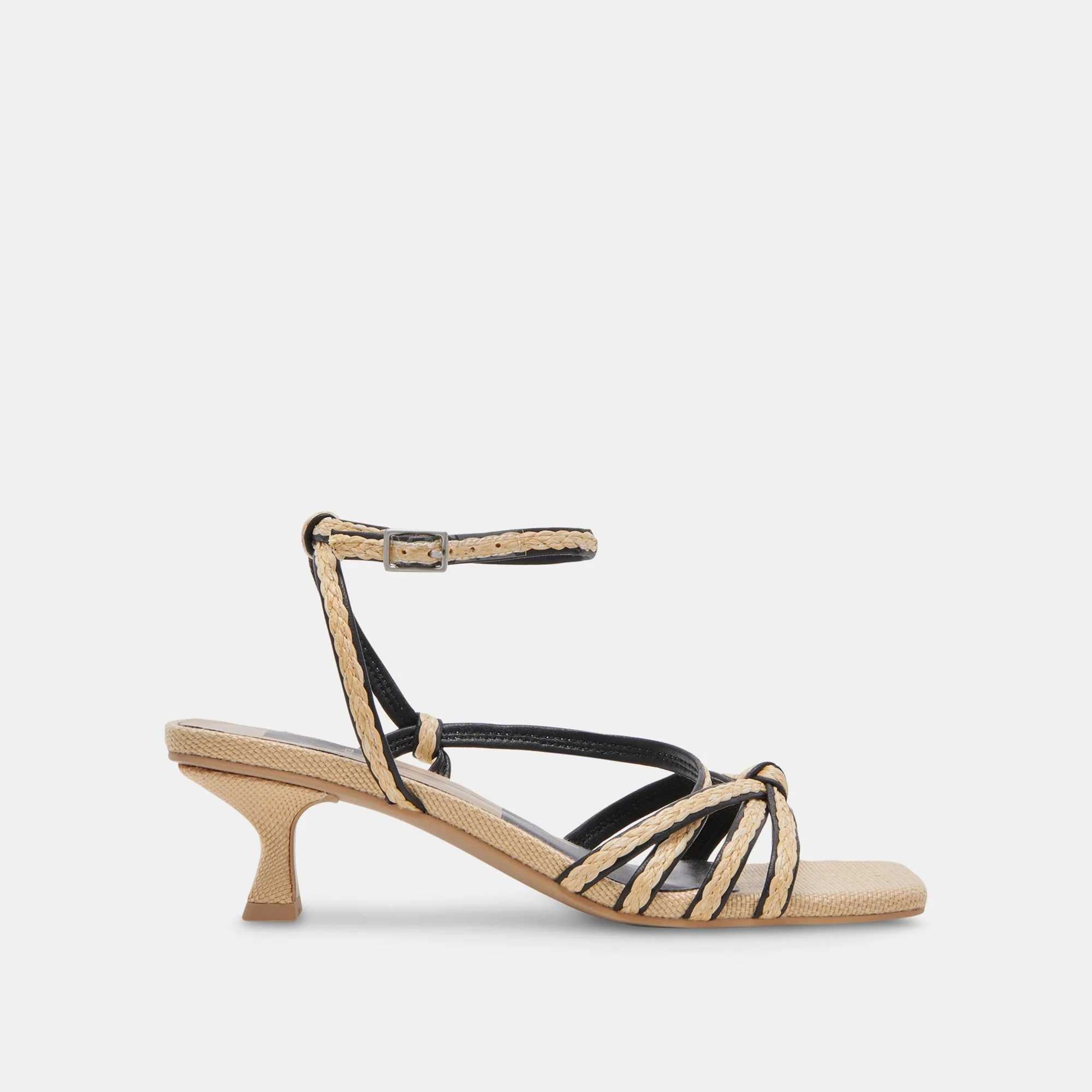 BEV BRAID WIDE HEELS BLACK NATURAL JUTE - re:vita
