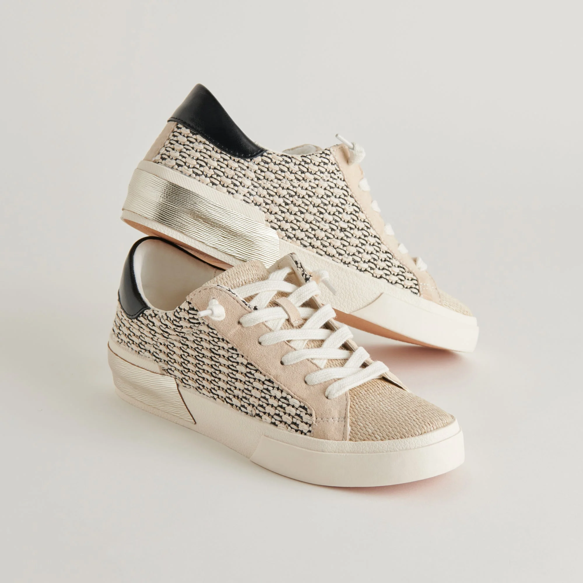 ZINA SNEAKERS BLACK NATURAL RAFFIA - re:vita