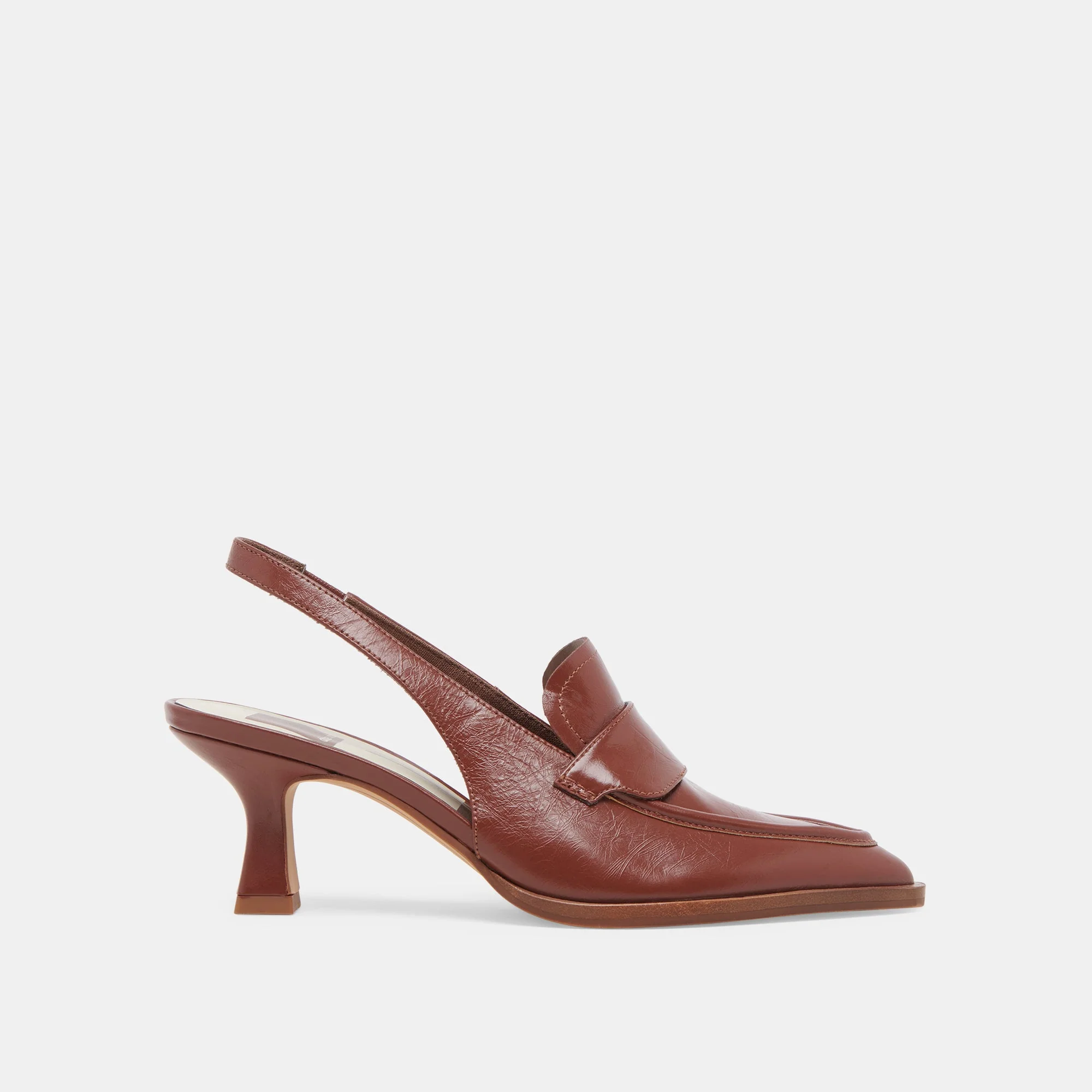 ADELE HEELS BROWN CRINKLE PATENT LEATHER - re:vita