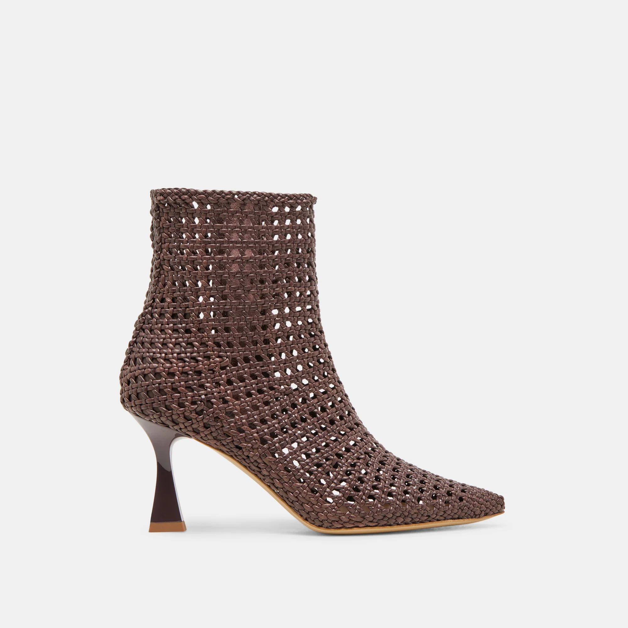 LONNI BOOTIES DK BROWN WOVEN LEATHER 1 LONNI BOOTIES DK BROWN WOVEN LEATHER