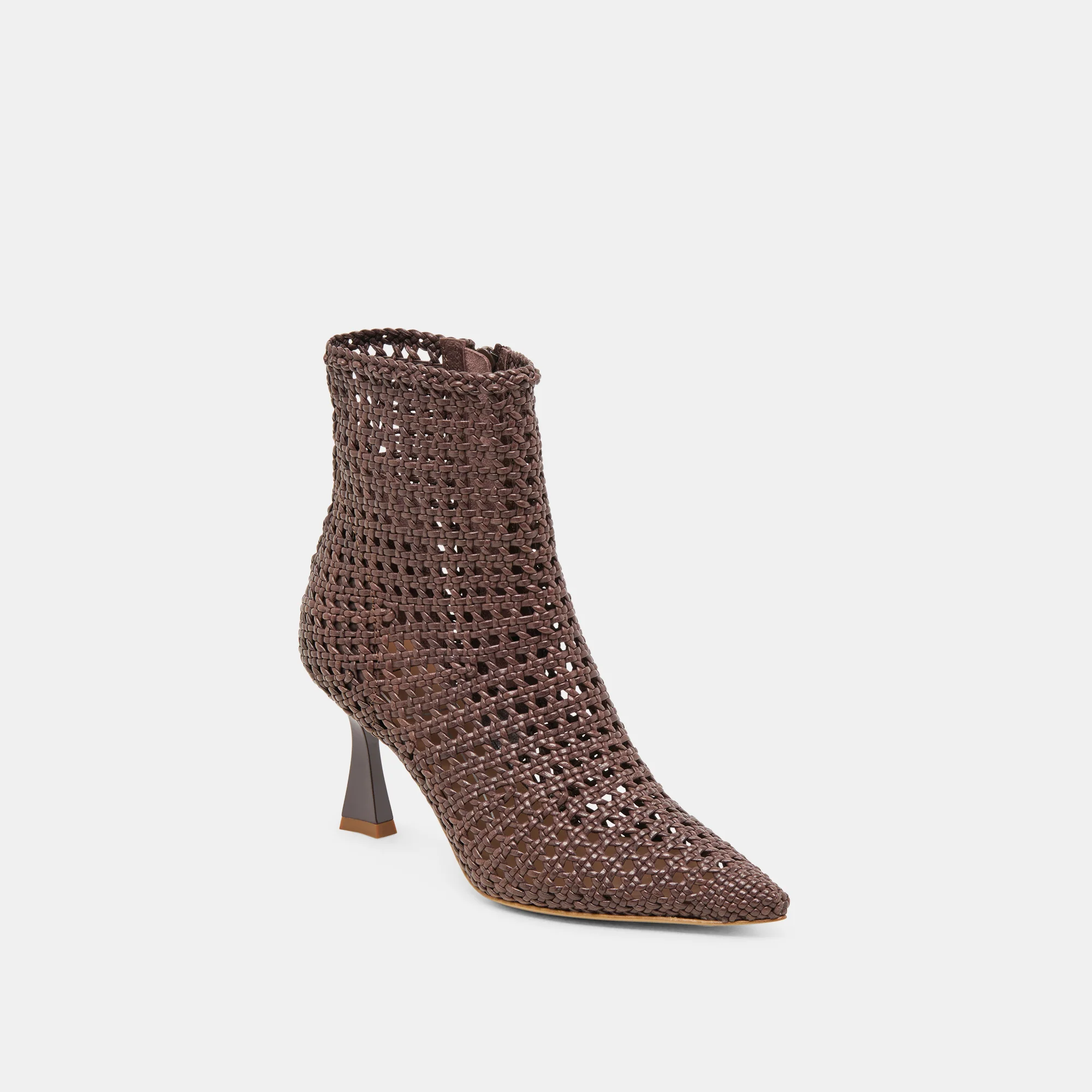 LONNI BOOTIES DK BROWN WOVEN LEATHER 14 LONNI BOOTIES DK BROWN WOVEN LEATHER