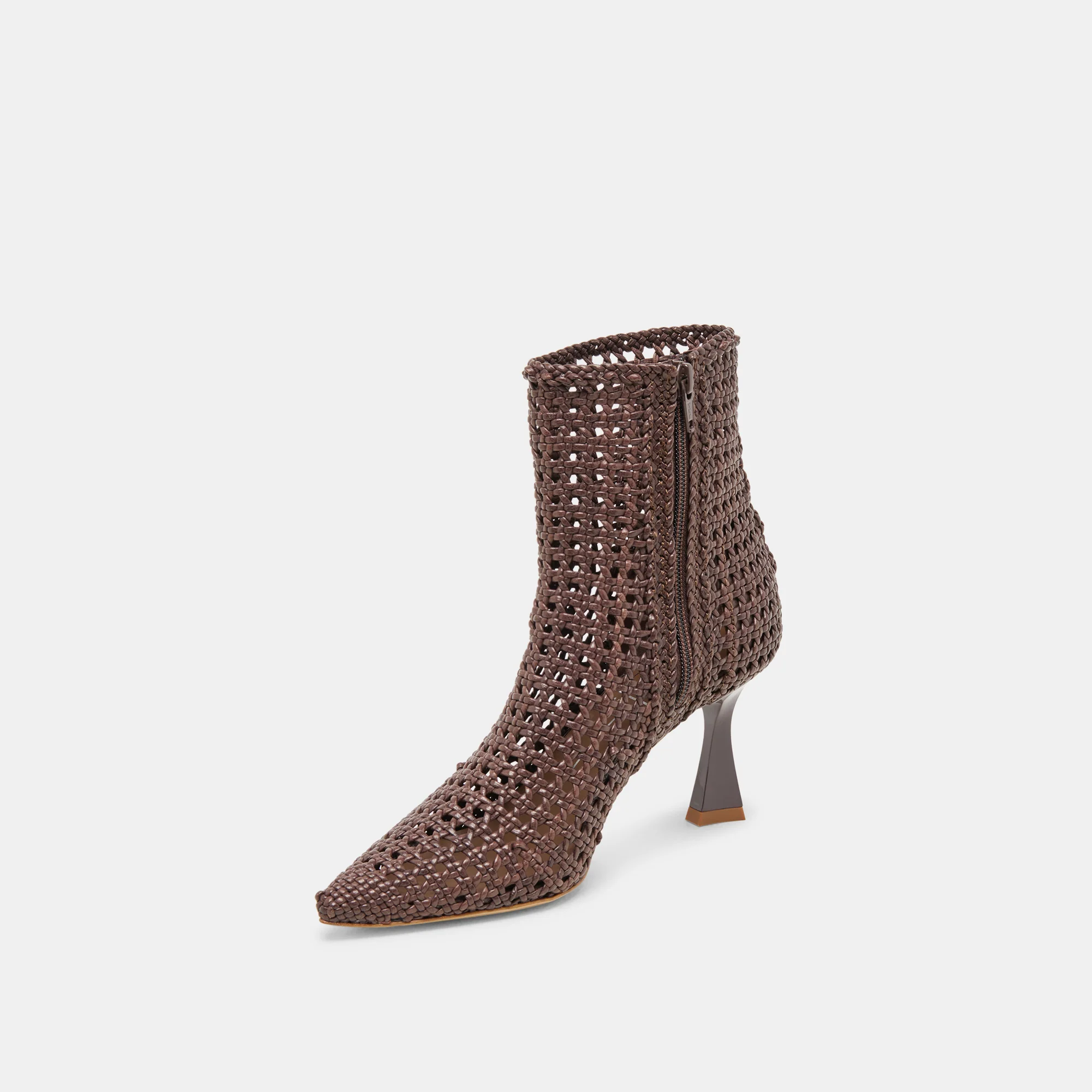 LONNI BOOTIES DK BROWN WOVEN LEATHER 17 LONNI BOOTIES DK BROWN WOVEN LEATHER