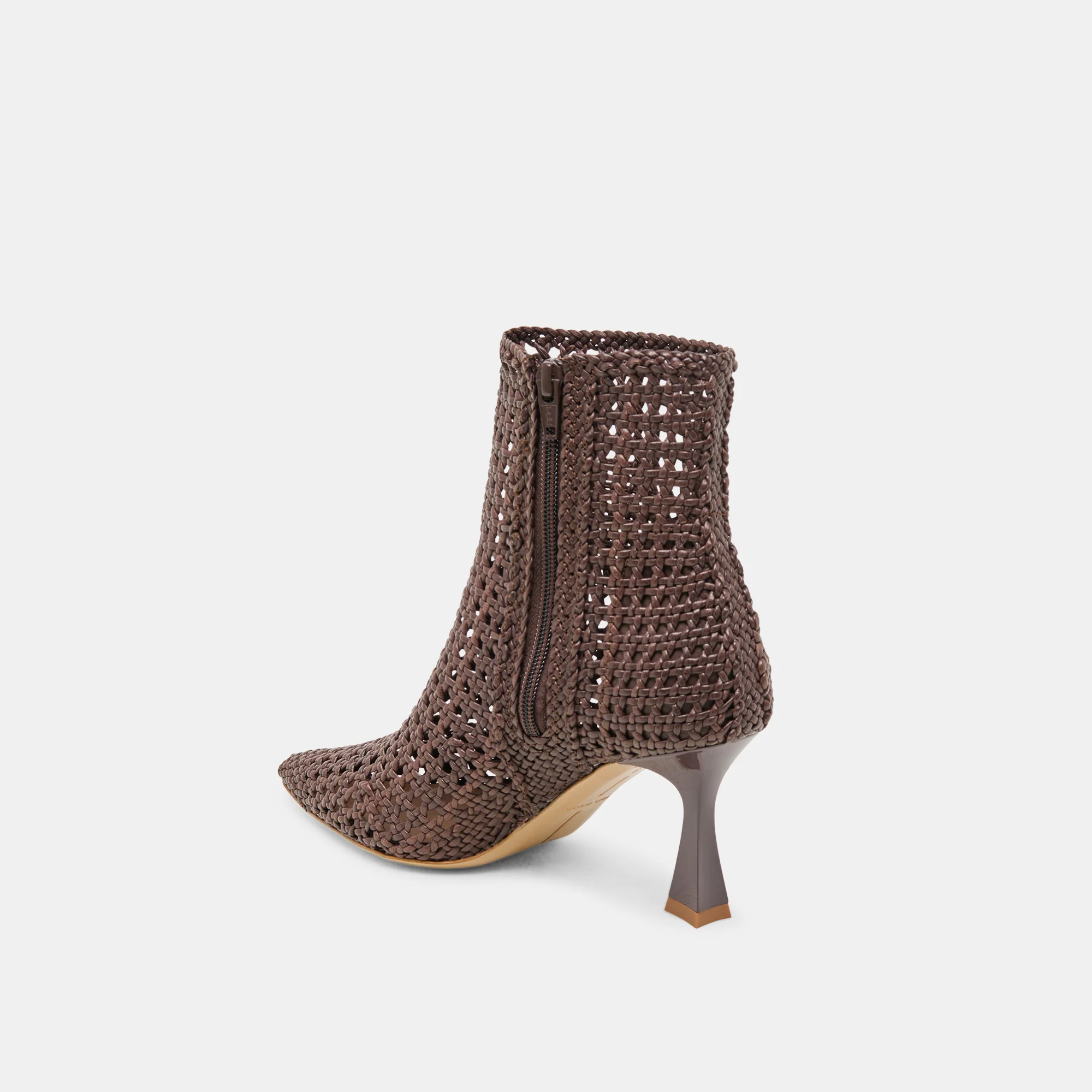 LONNI BOOTIES DK BROWN WOVEN LEATHER 18 LONNI BOOTIES DK BROWN WOVEN LEATHER