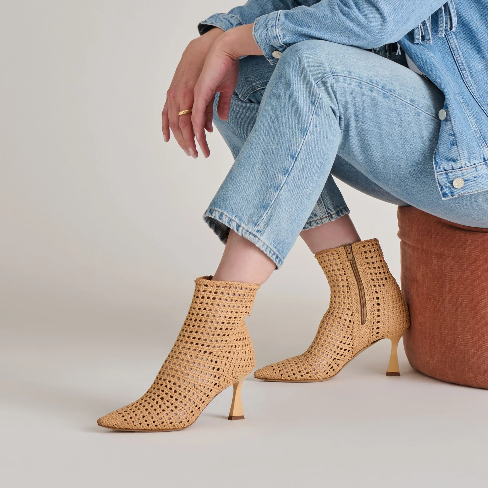 LONNI BOOTIES LIGHT TAN WOVEN LEATHER 12 LONNI BOOTIES LIGHT TAN WOVEN LEATHER
