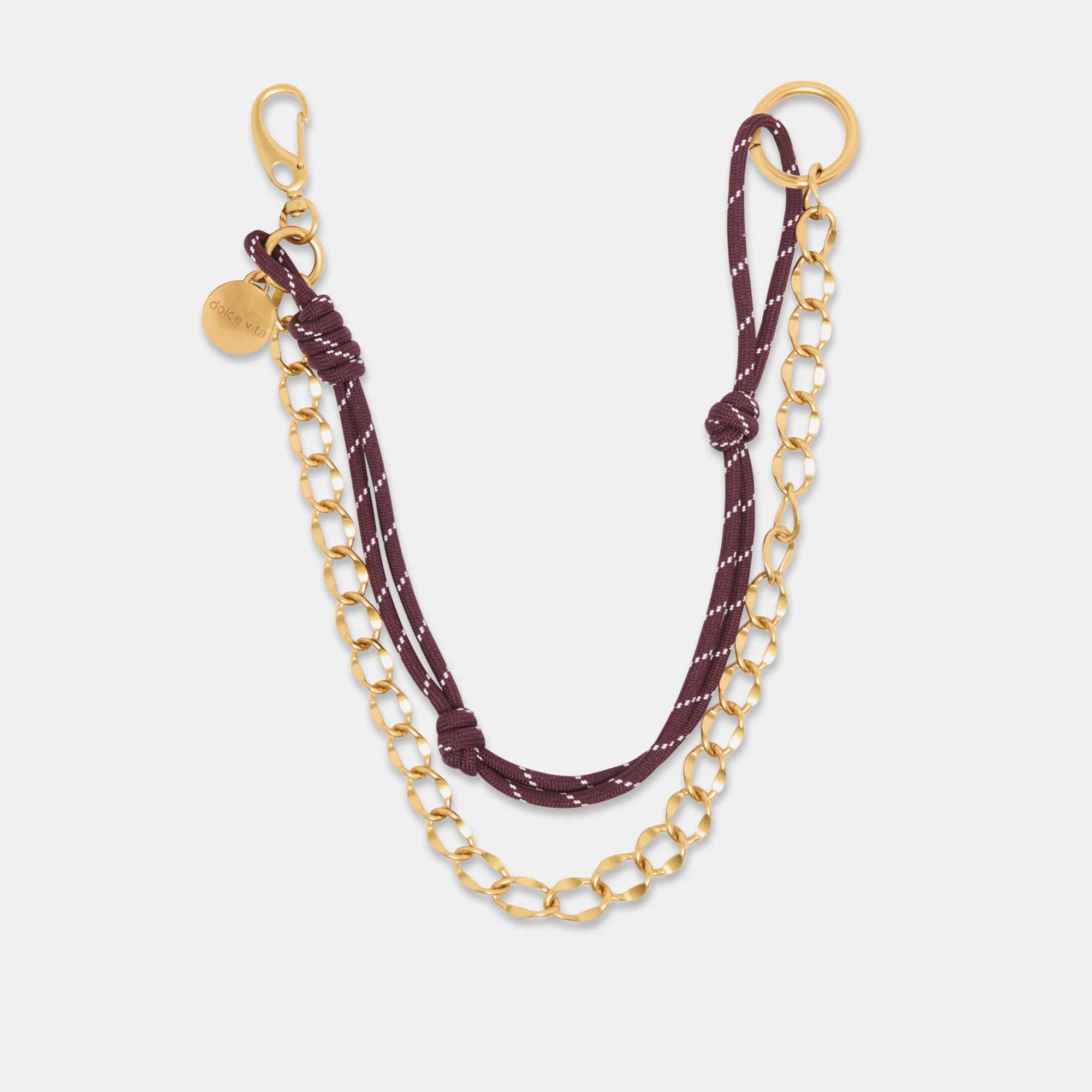 ROPE + CHAIN BAG CHARM BURGUNDY MULTI