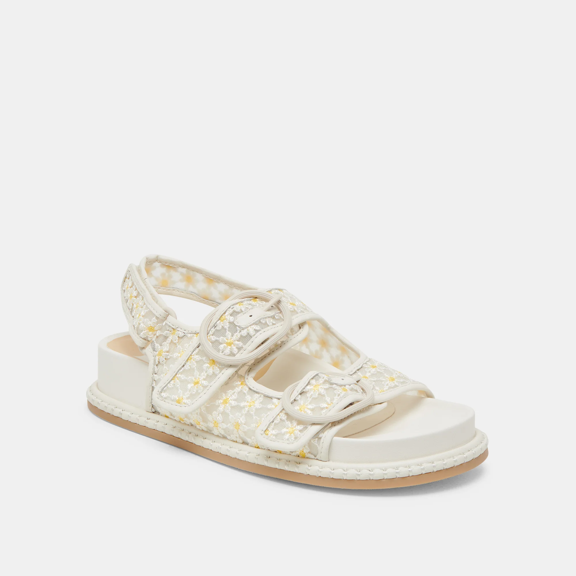 STUART FLORAL SANDALS WHITE YELLOW FLORAL MESH 15 STUART FLORAL SANDALS WHITE YELLOW FLORAL MESH