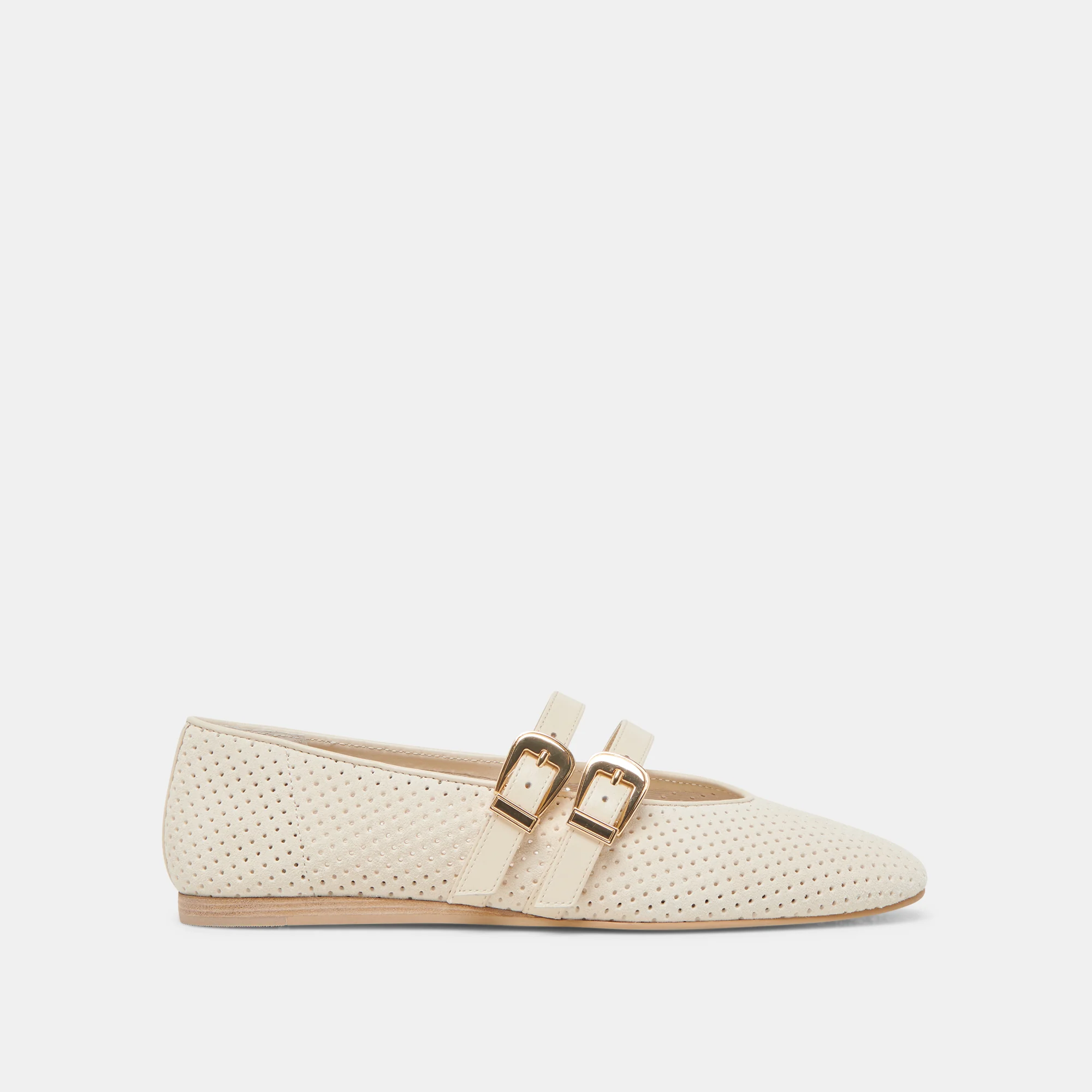BAYLEE WIDE BALLET FLATS BONE PERFORATED SUEDE 1 BAYLEE WIDE BALLET FLATS BONE PERFORATED SUEDE