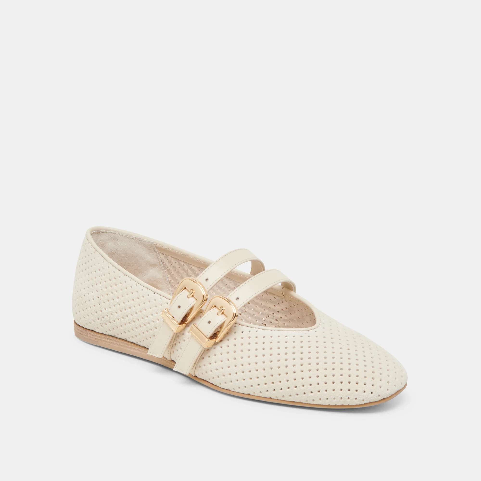 BAYLEE WIDE BALLET FLATS BONE PERFORATED SUEDE 11 BAYLEE WIDE BALLET FLATS BONE PERFORATED SUEDE