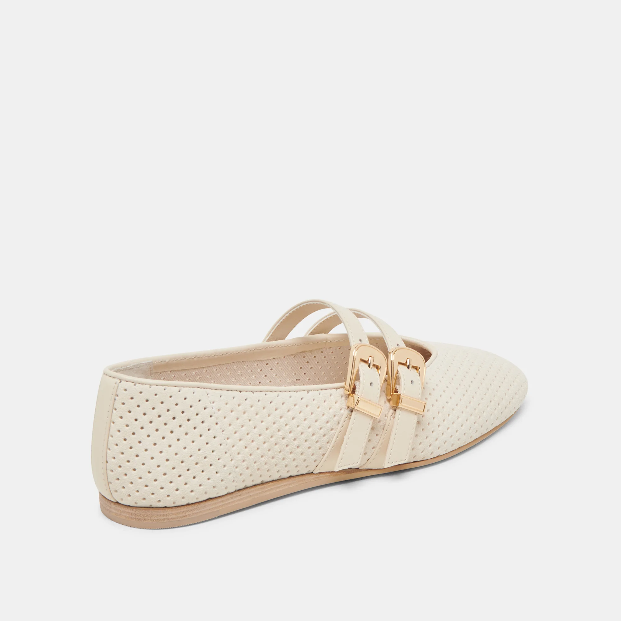 BAYLEE WIDE BALLET FLATS BONE PERFORATED SUEDE 12 BAYLEE WIDE BALLET FLATS BONE PERFORATED SUEDE