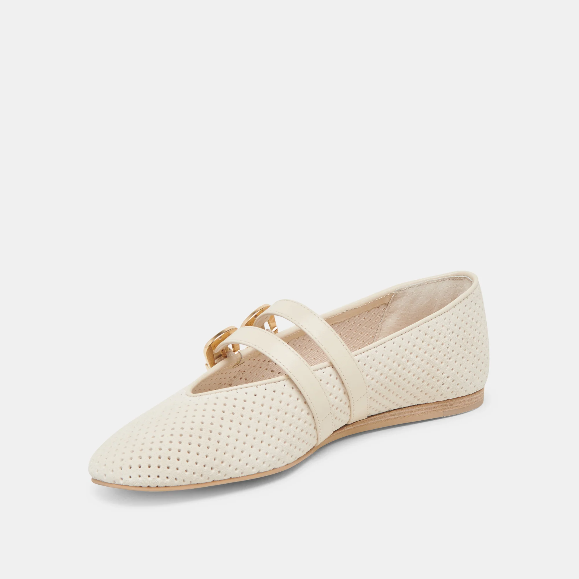BAYLEE WIDE BALLET FLATS BONE PERFORATED SUEDE 13 BAYLEE WIDE BALLET FLATS BONE PERFORATED SUEDE