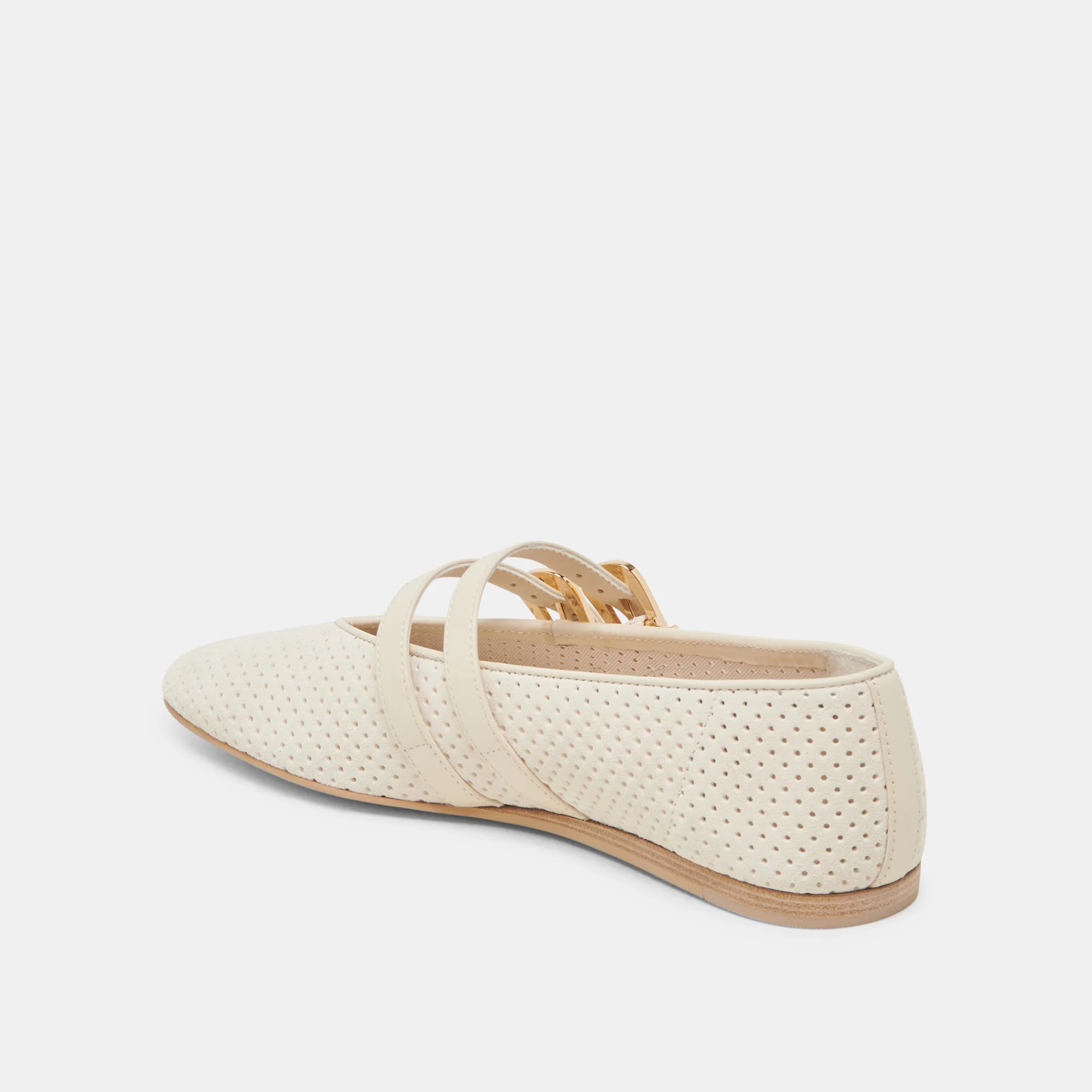 BAYLEE WIDE BALLET FLATS BONE PERFORATED SUEDE 14 BAYLEE WIDE BALLET FLATS BONE PERFORATED SUEDE