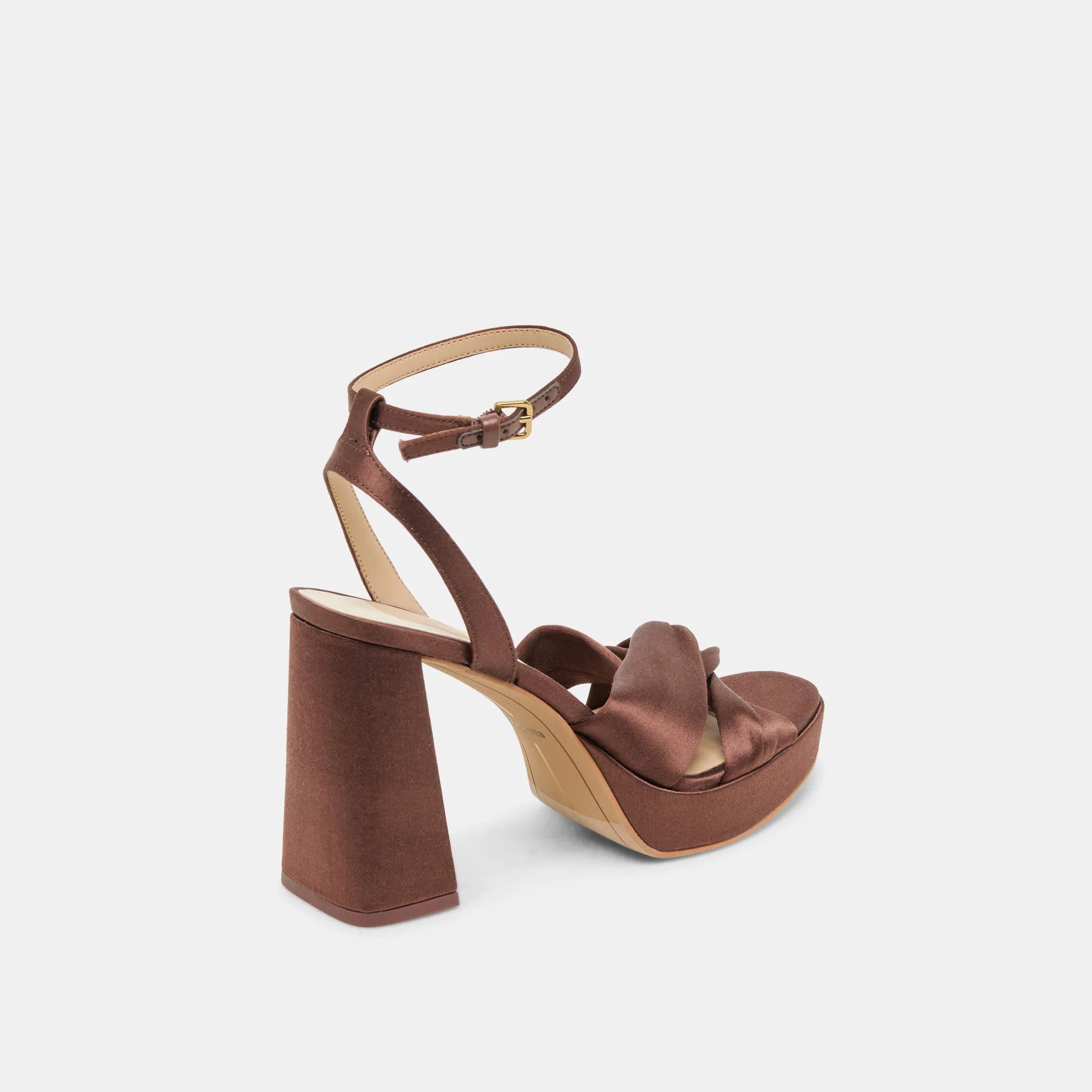 PARLO HEELS MID BROWN SATIN 16 PARLO HEELS MID BROWN SATIN