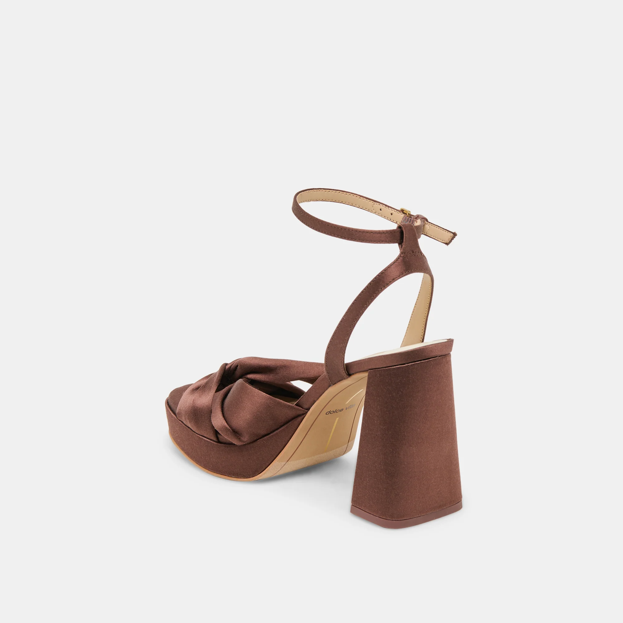 PARLO HEELS MID BROWN SATIN 18 PARLO HEELS MID BROWN SATIN