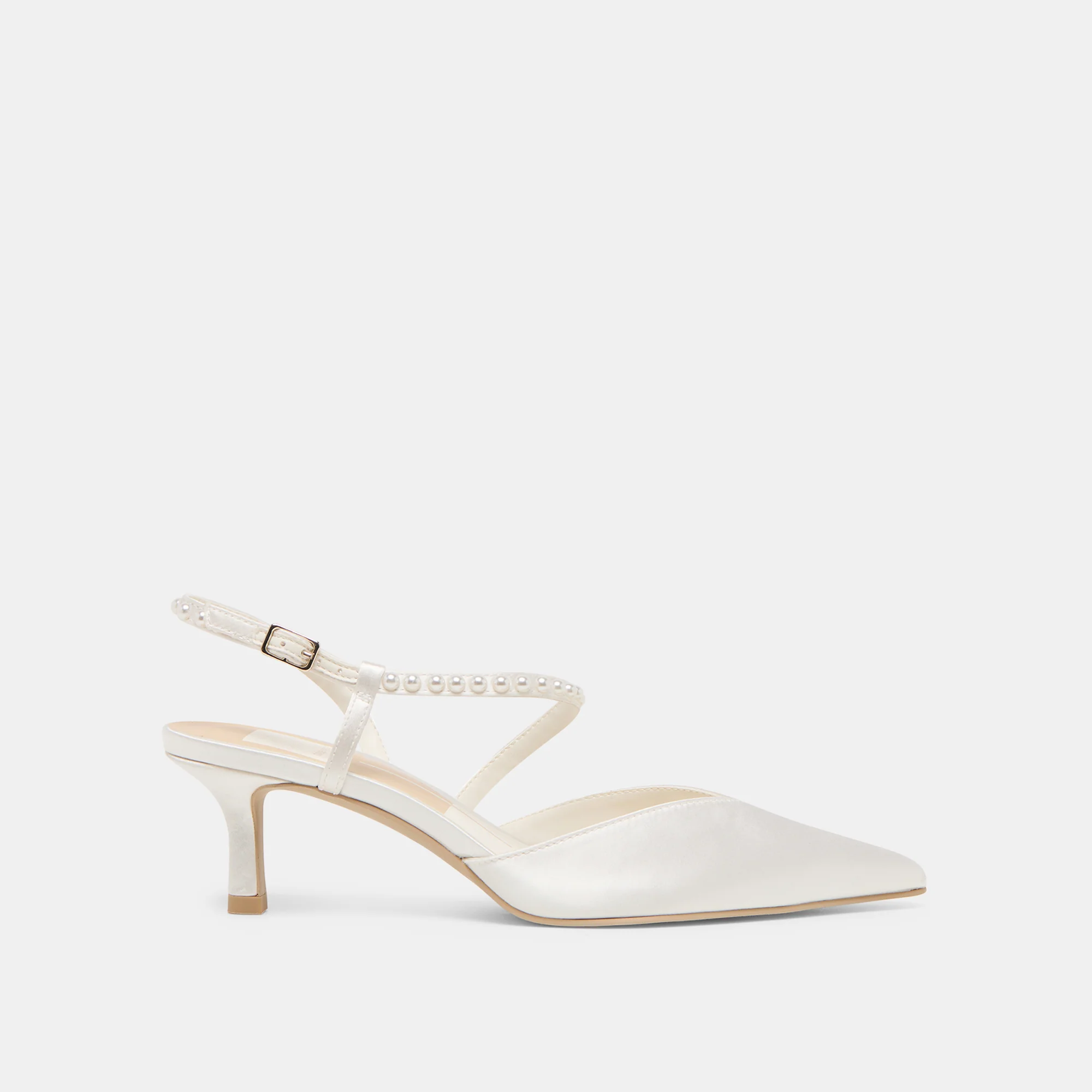KAMRA PEARL MID HEELS TRUE WHITE SATIN 1 KAMRA PEARL MID HEELS TRUE WHITE SATIN