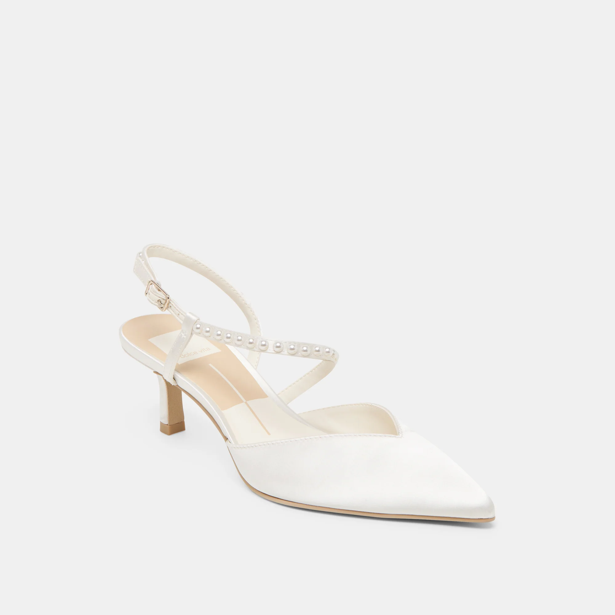KAMRA PEARL MID HEELS TRUE WHITE SATIN 11 KAMRA PEARL MID HEELS TRUE WHITE SATIN
