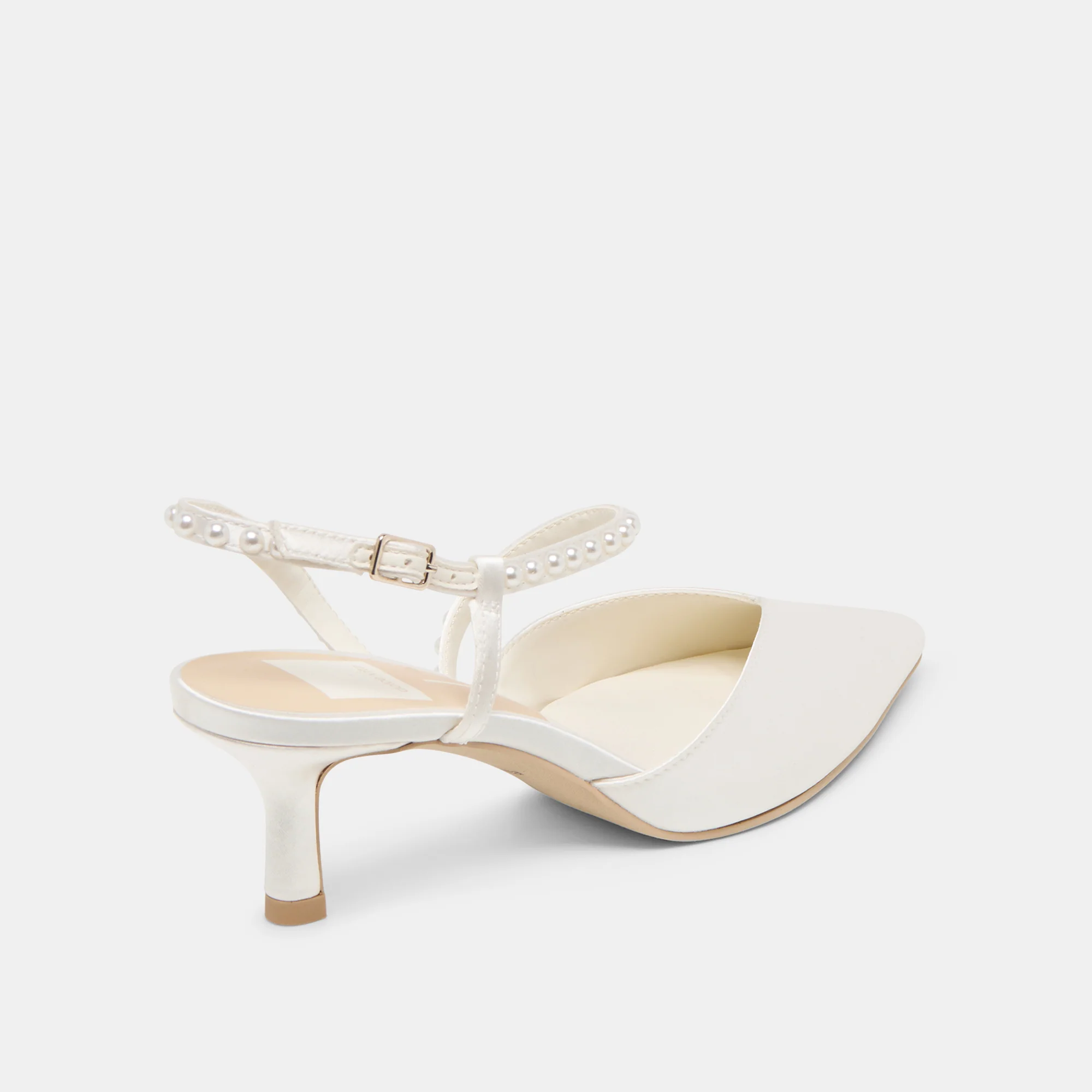 KAMRA PEARL MID HEELS TRUE WHITE SATIN 12 KAMRA PEARL MID HEELS TRUE WHITE SATIN