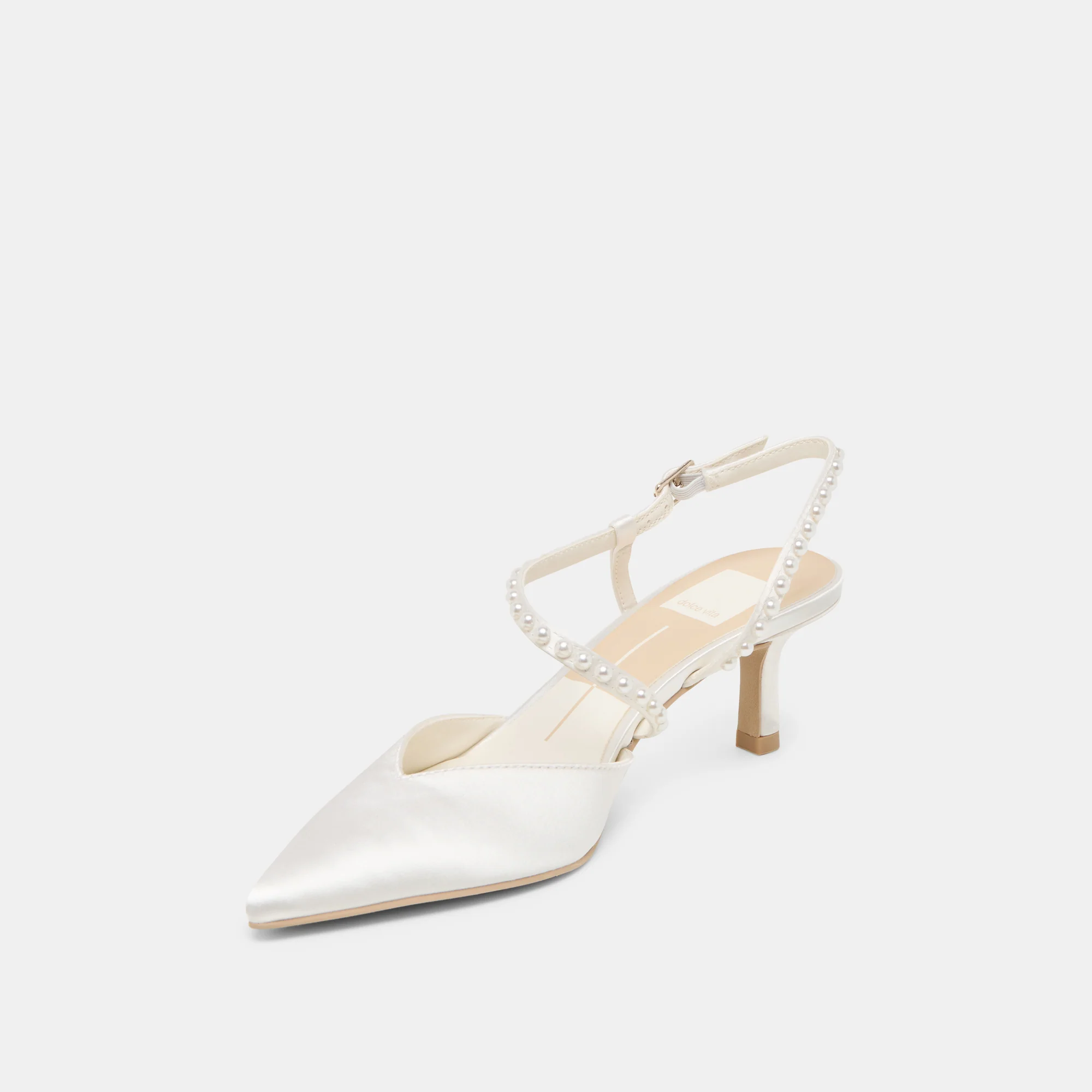 KAMRA PEARL MID HEELS TRUE WHITE SATIN 13 KAMRA PEARL MID HEELS TRUE WHITE SATIN