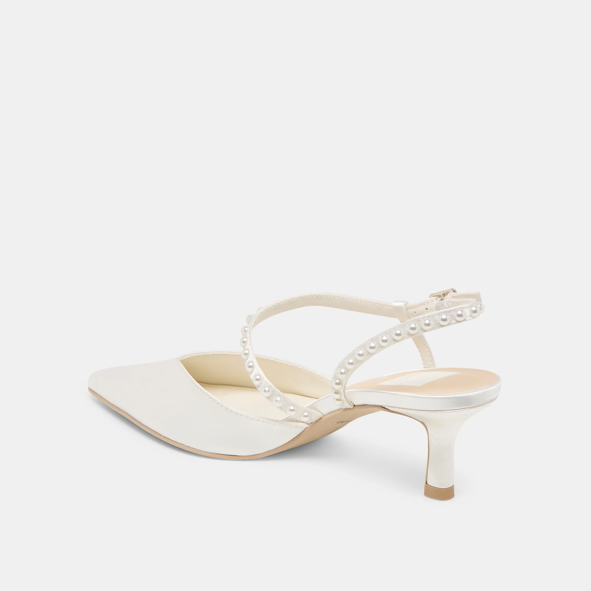 KAMRA PEARL MID HEELS TRUE WHITE SATIN 14 KAMRA PEARL MID HEELS TRUE WHITE SATIN
