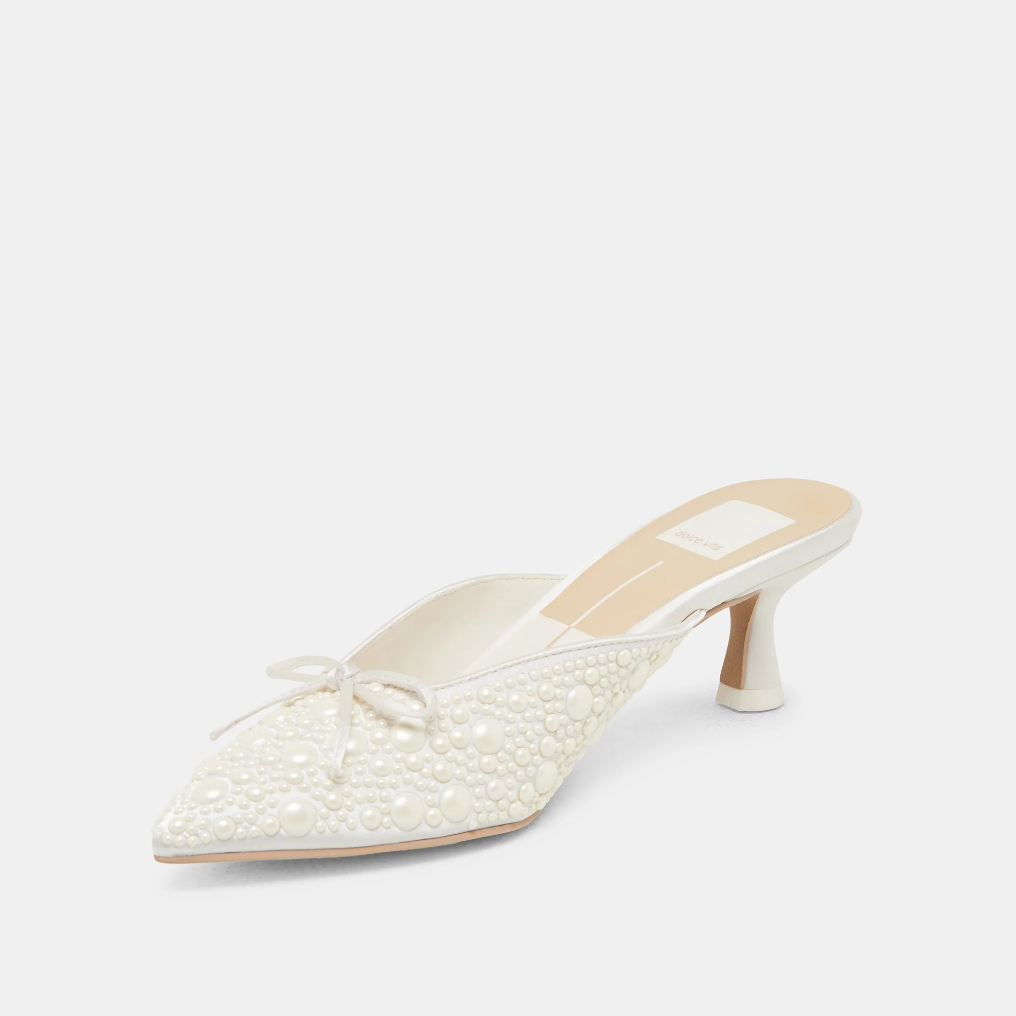 CLAYTN PEARL HEELS TRUE WHITE SATIN 19 CLAYTN PEARL HEELS TRUE WHITE SATIN