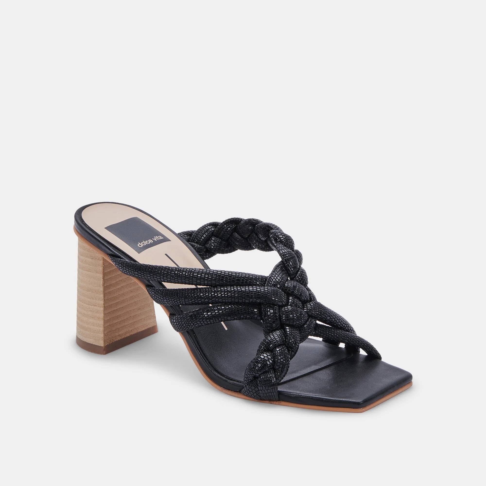 PIPIN HEELS BLACK EMBOSSED LEATHER - re:vita 13 PIPIN HEELS BLACK EMBOSSED LEATHER - re:vita