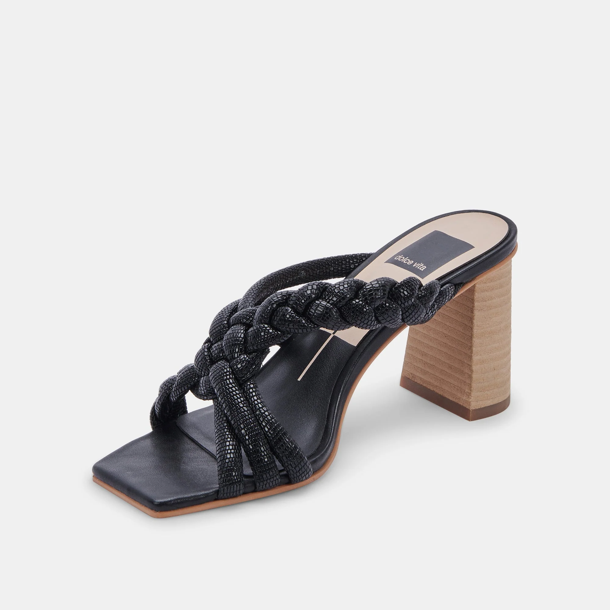 PIPIN HEELS BLACK EMBOSSED LEATHER - re:vita 15 PIPIN HEELS BLACK EMBOSSED LEATHER - re:vita