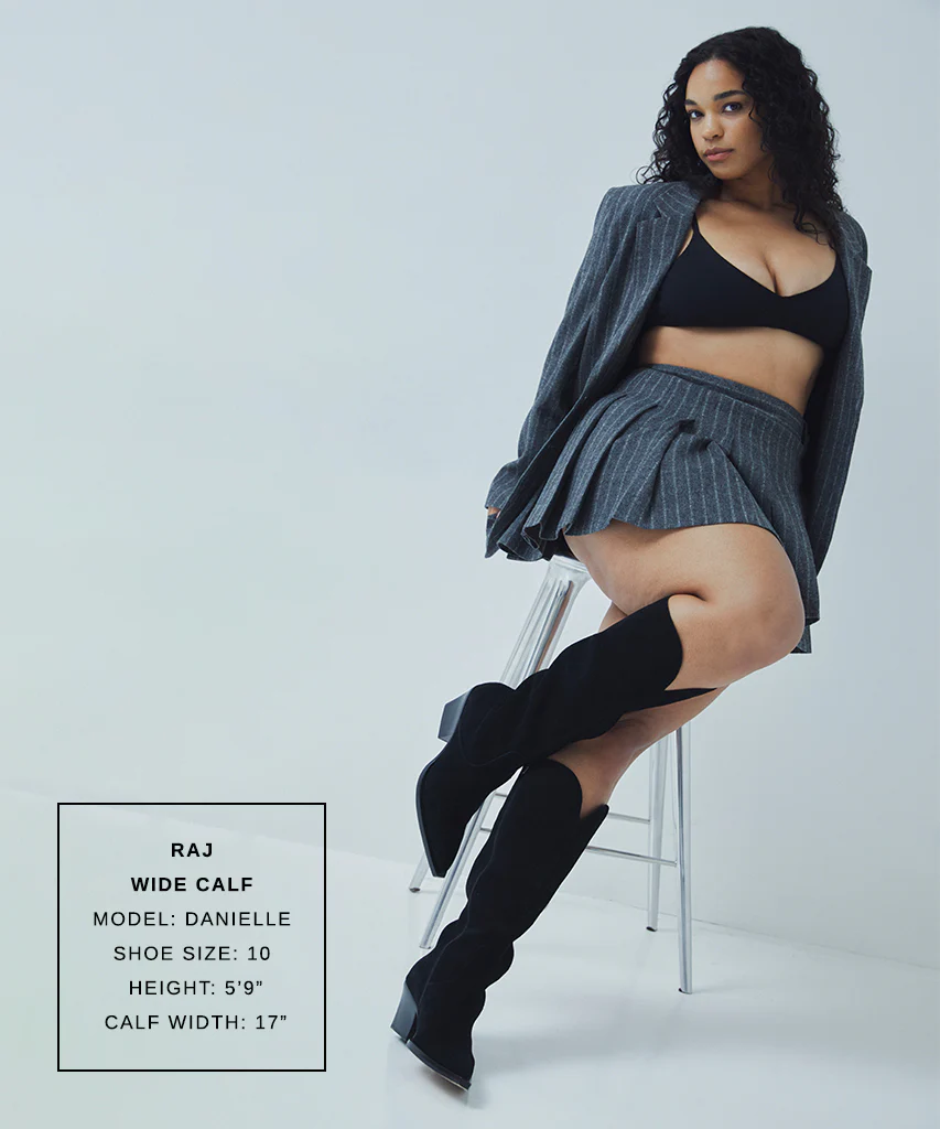 RAJ WIDE CALF BOOTS ONYX SUEDE 21 RAJ WIDE CALF BOOTS ONYX SUEDE