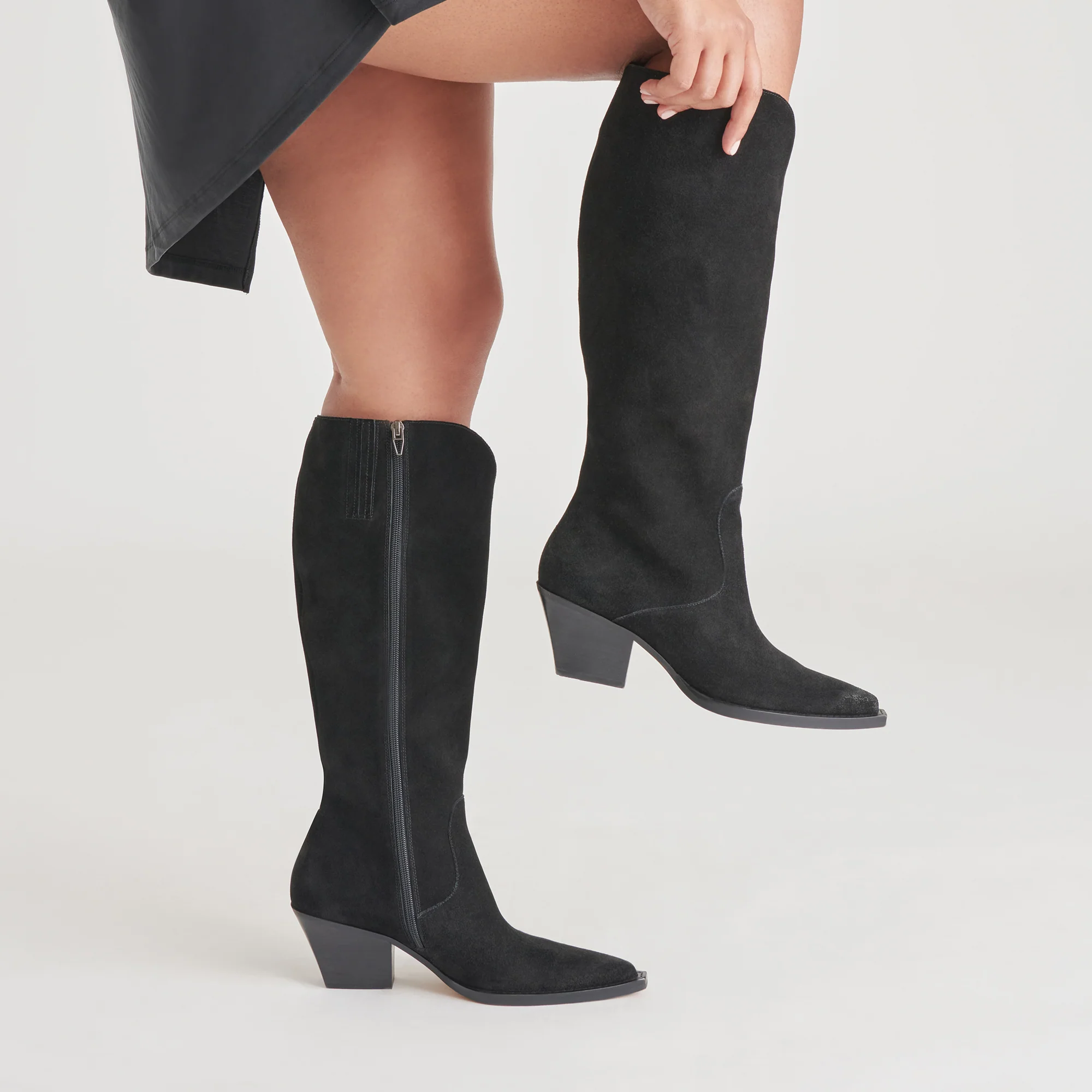 RAJ WIDE CALF BOOTS ONYX SUEDE 22 RAJ WIDE CALF BOOTS ONYX SUEDE