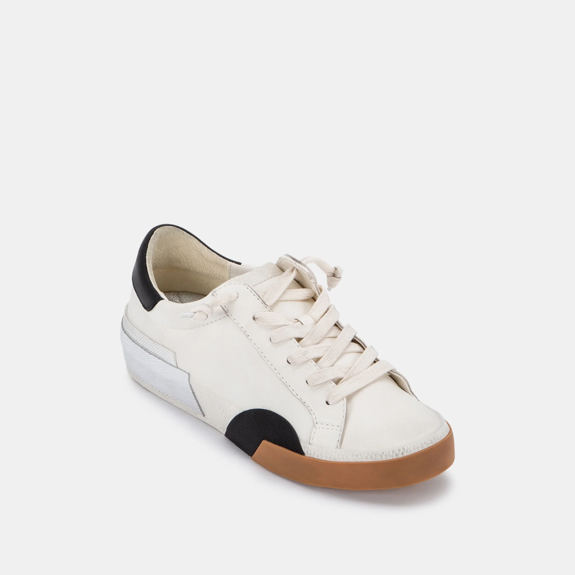 ZINA WIDE SNEAKERS WHITE BLACK LEATHER 12 ZINA WIDE SNEAKERS WHITE BLACK LEATHER