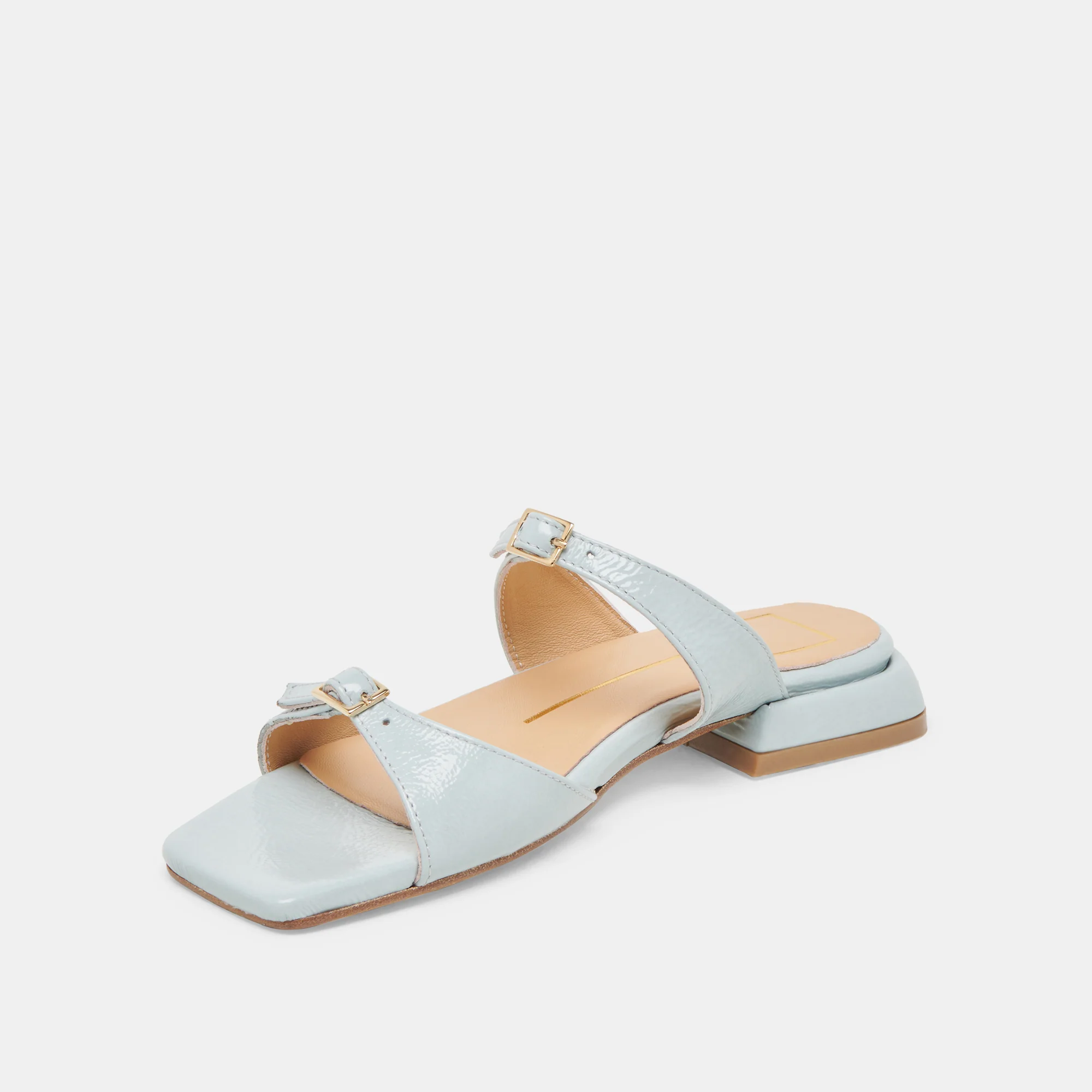 LAVERN SANDALS ICE BLUE CRINKLE PATENT 14 LAVERN SANDALS ICE BLUE CRINKLE PATENT