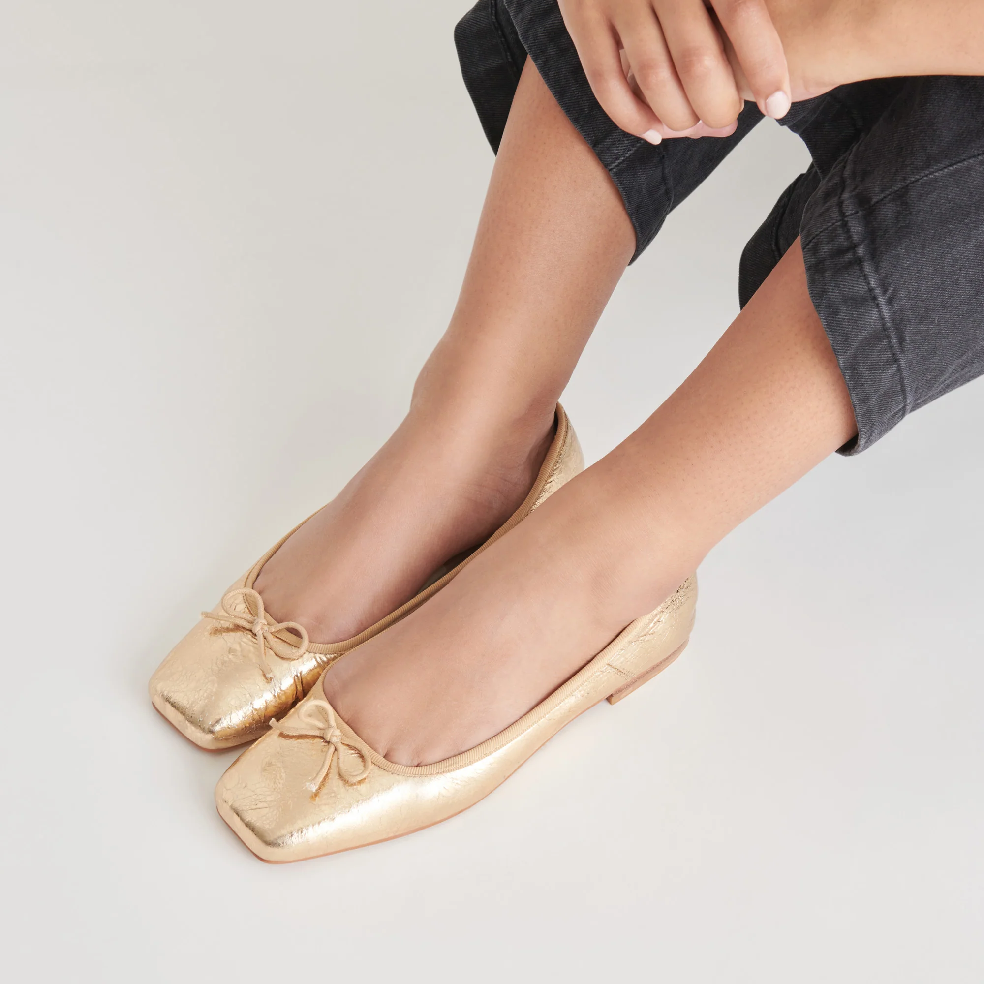 ANISA BALLET FLATS GOLD DISTRESSED LEATHER 12 ANISA BALLET FLATS GOLD DISTRESSED LEATHER