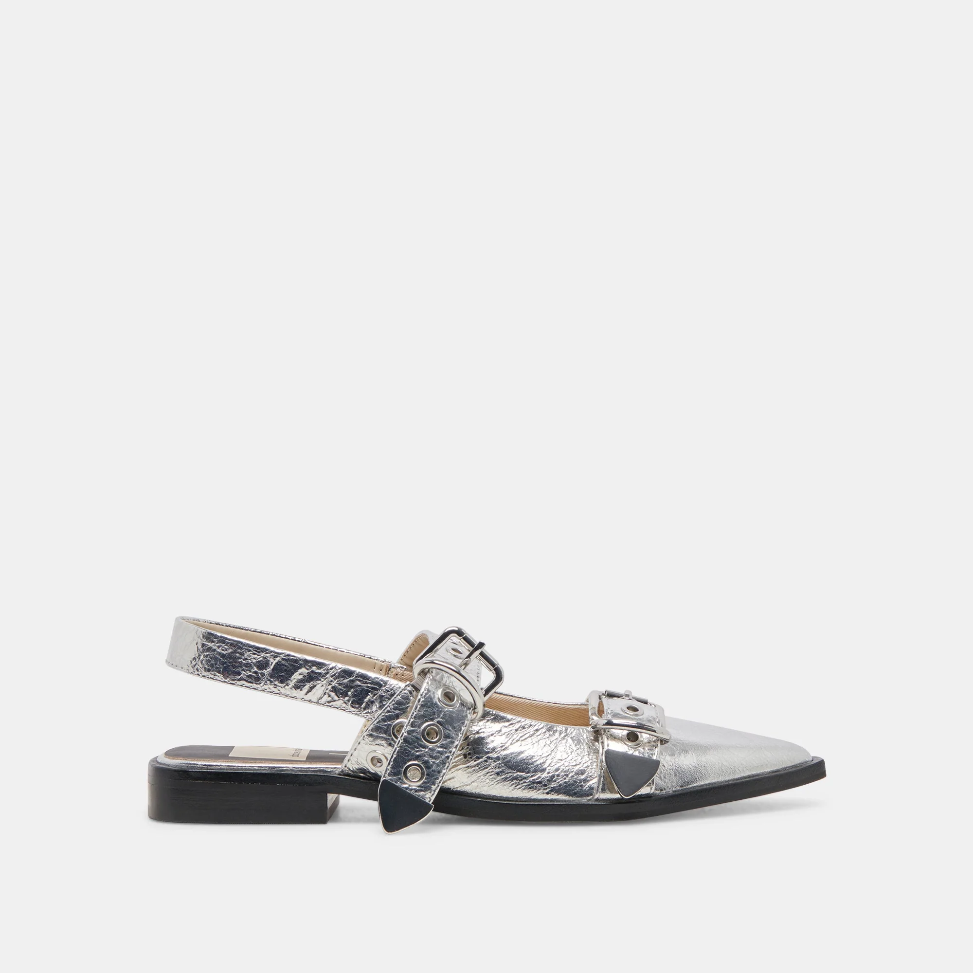 LABELL FLATS SILVER DISTRESSED LEATHER - re:vita