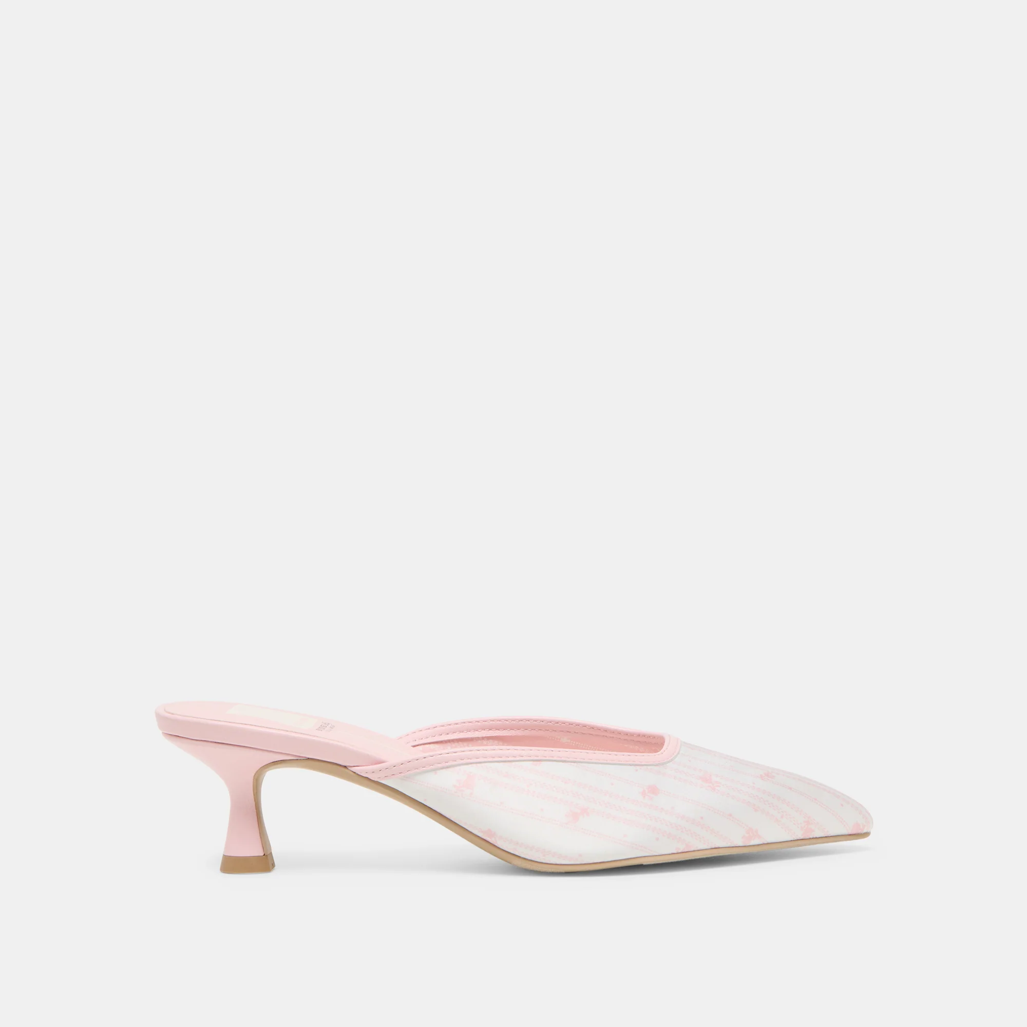 CLEO X BYRDIE GOLF WIDE HEELS PINK FLORAL SATIN 1 CLEO X BYRDIE GOLF WIDE HEELS PINK FLORAL SATIN