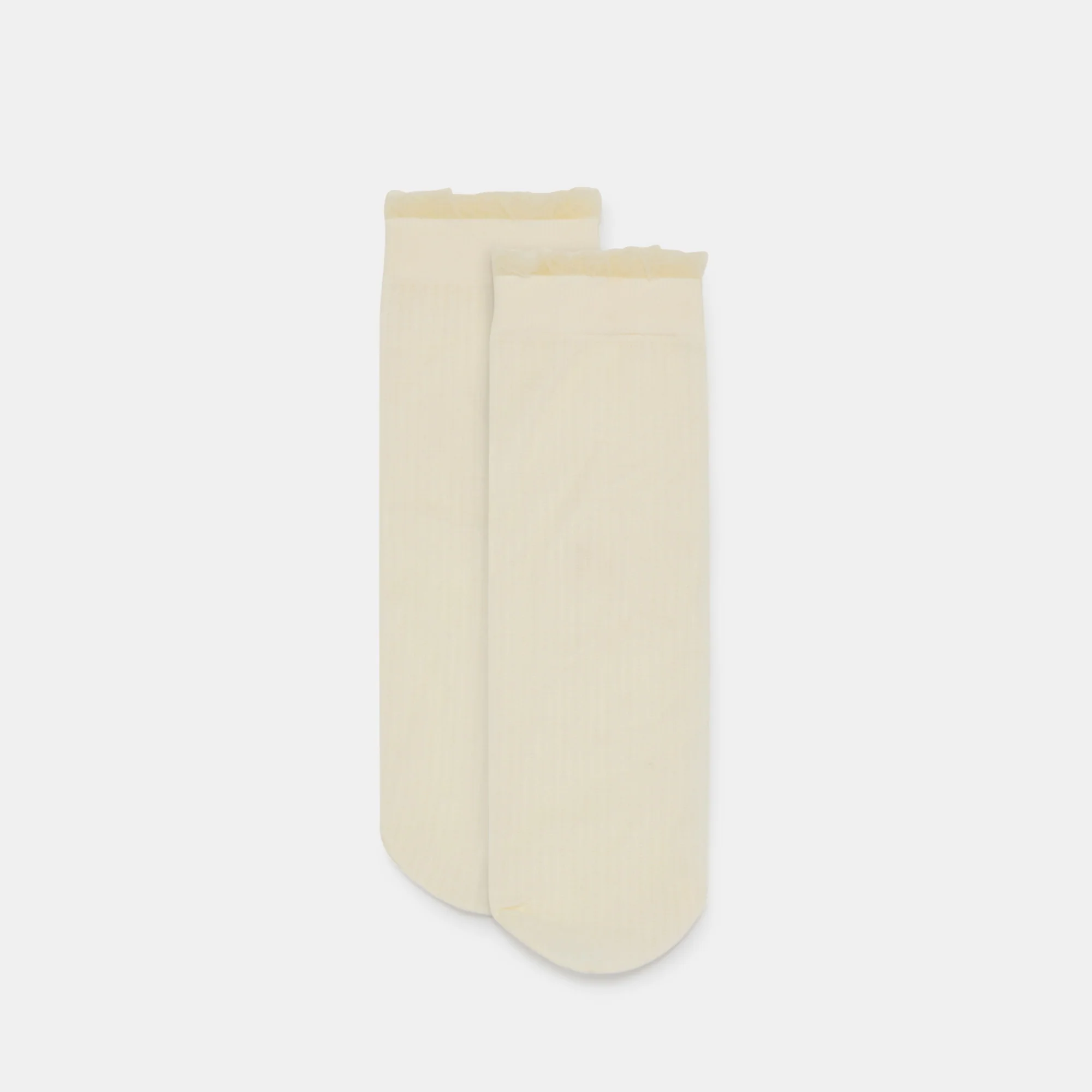 SHEER RUFFLE SOCKS IVORY 1 SHEER RUFFLE SOCKS IVORY