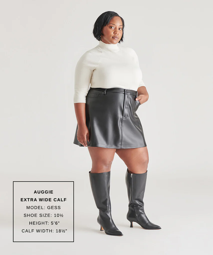 AUGGIE EXTRA WIDE CALF BOOTS BLACK LEATHER 23 AUGGIE EXTRA WIDE CALF BOOTS BLACK LEATHER