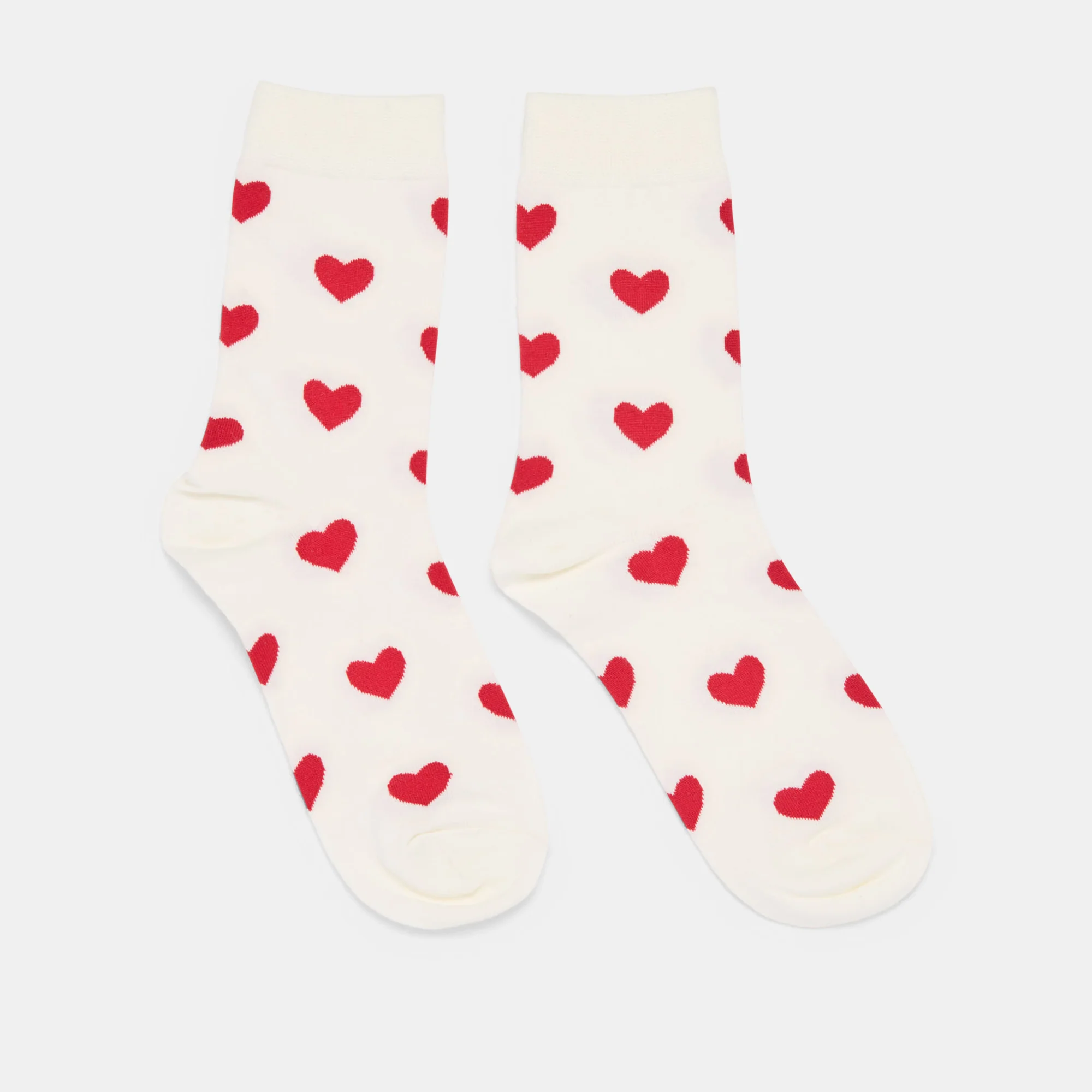 HEARTS CREW SOCKS WHITE RED 7 HEARTS CREW SOCKS WHITE RED