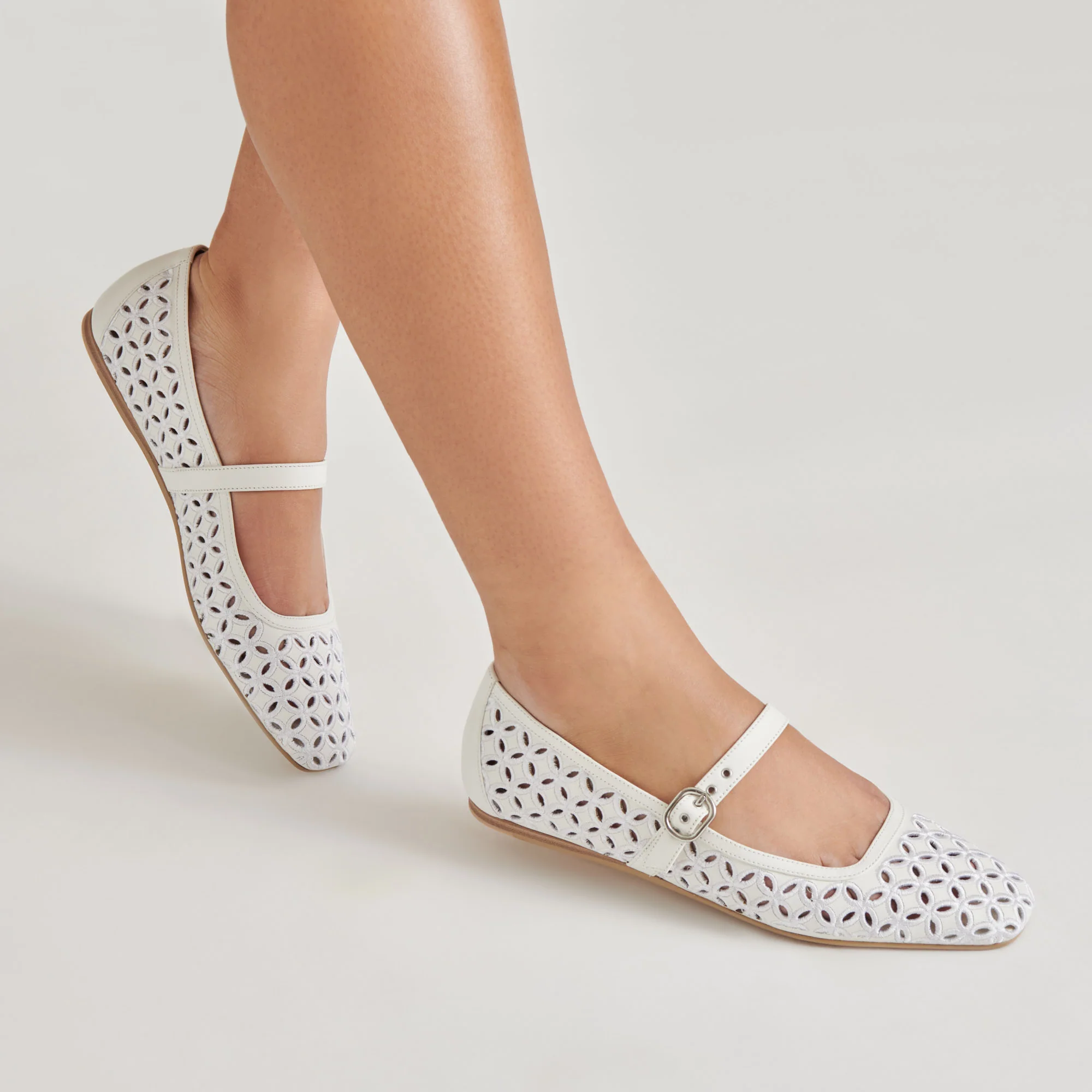 RODNI EYELET PERF BALLET FLATS TRUE WHITE LEATHER 18 RODNI EYELET PERF BALLET FLATS TRUE WHITE LEATHER