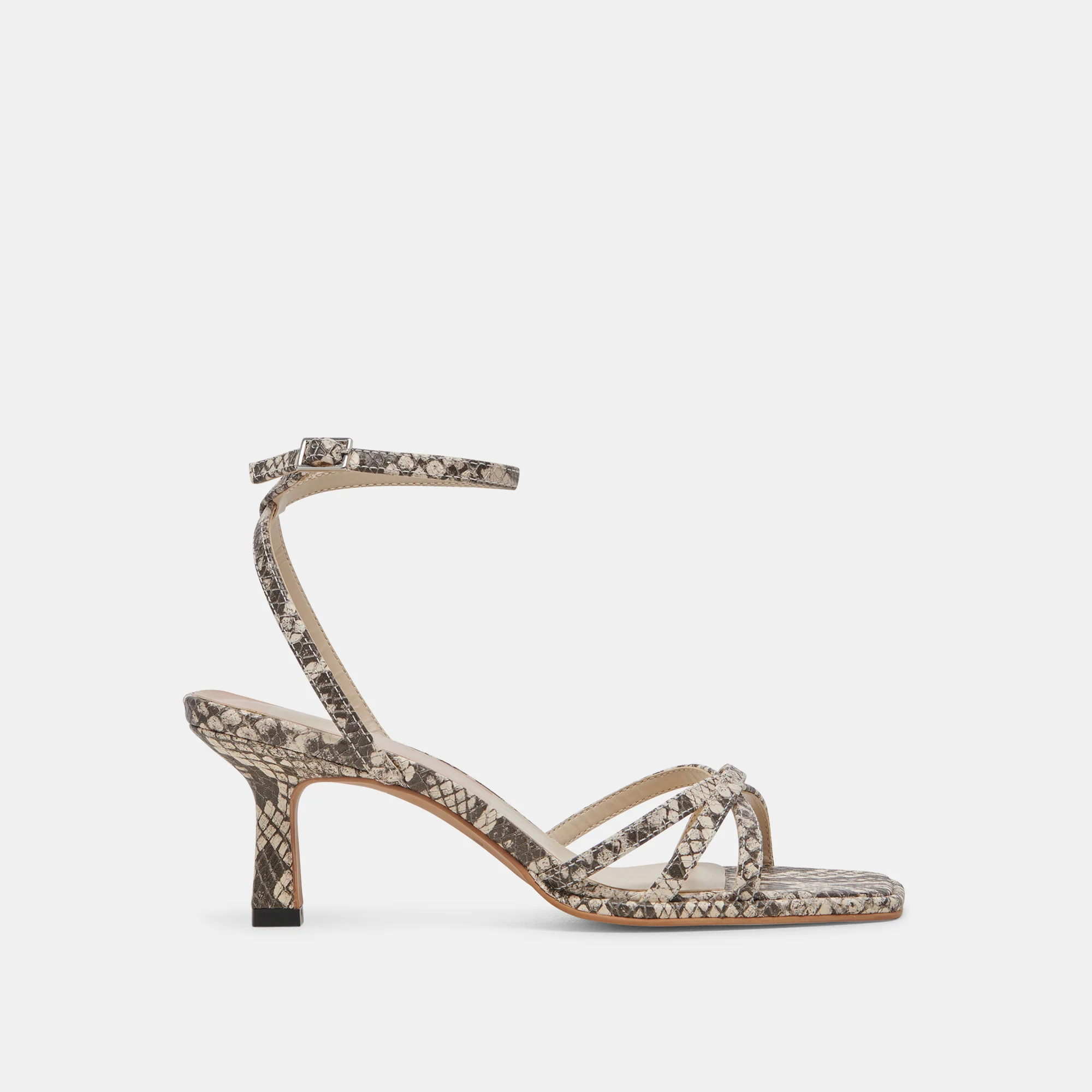 MANJI HEELS BLACK WHITE EMBOSSED SNAKE 1 MANJI HEELS BLACK WHITE EMBOSSED SNAKE
