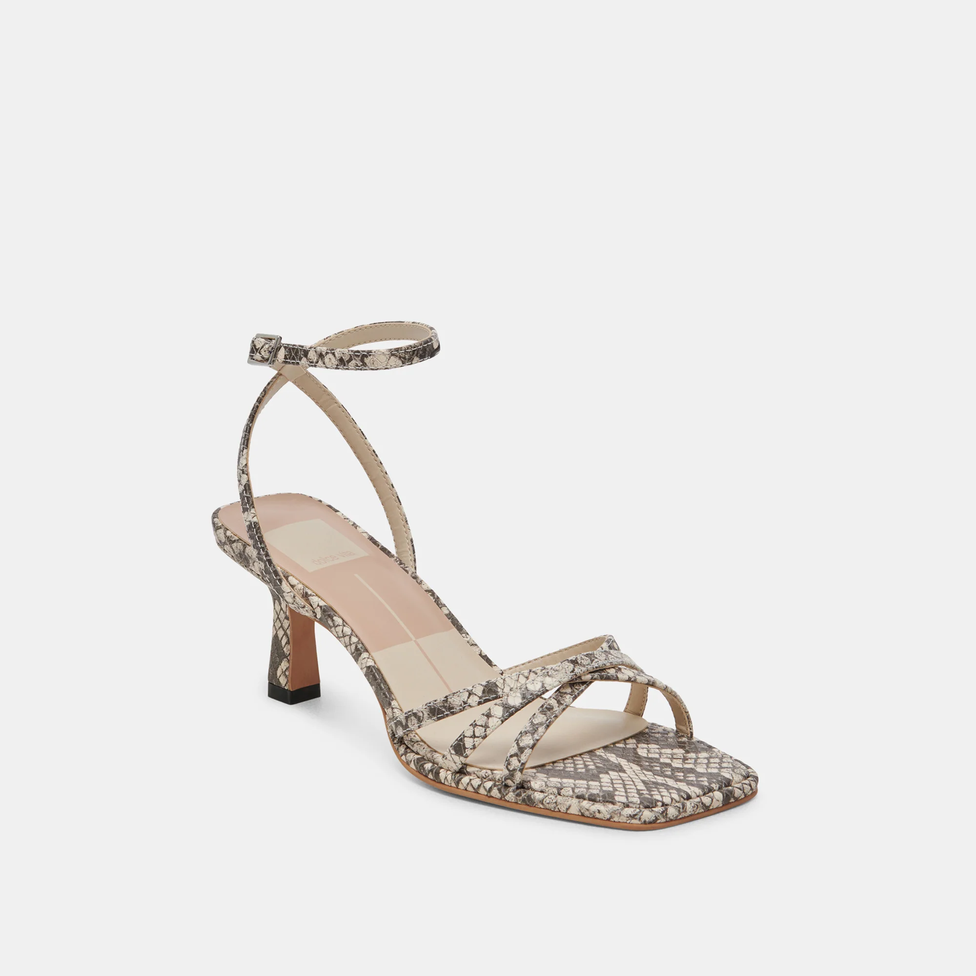 MANJI HEELS BLACK WHITE EMBOSSED SNAKE 11 MANJI HEELS BLACK WHITE EMBOSSED SNAKE
