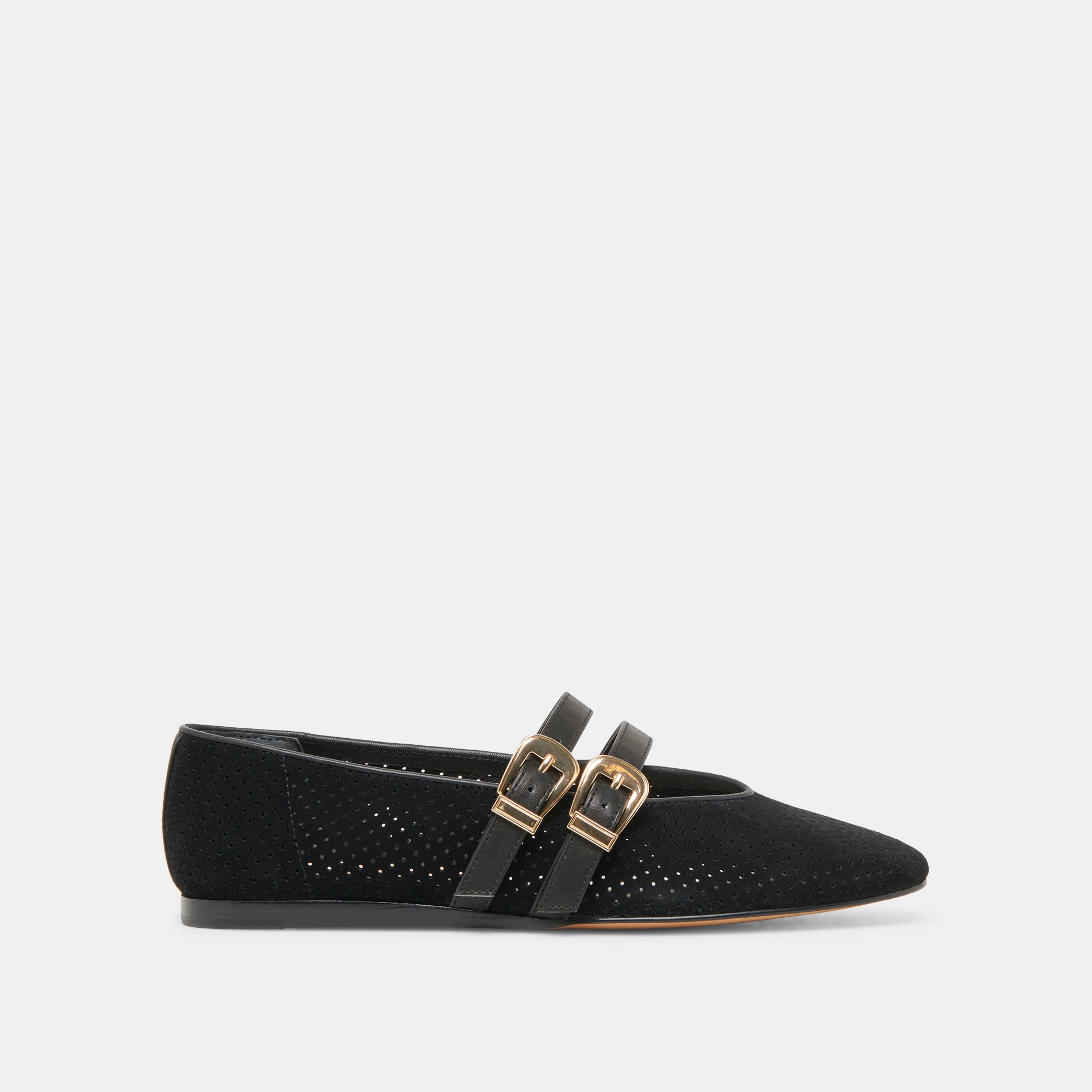 BAYLEE BALLET FLATS ONYX PERFORATED SUEDE 1 BAYLEE BALLET FLATS ONYX PERFORATED SUEDE