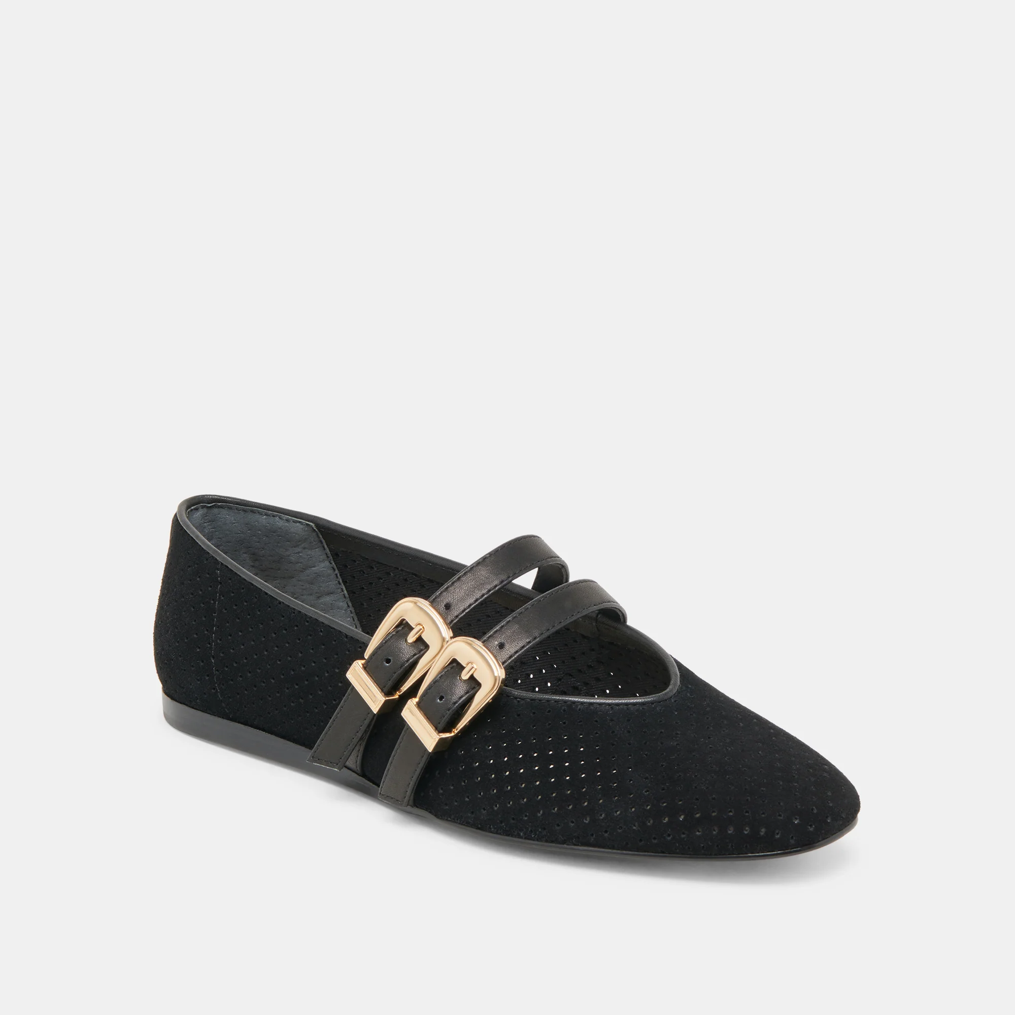 BAYLEE BALLET FLATS ONYX PERFORATED SUEDE 15 BAYLEE BALLET FLATS ONYX PERFORATED SUEDE