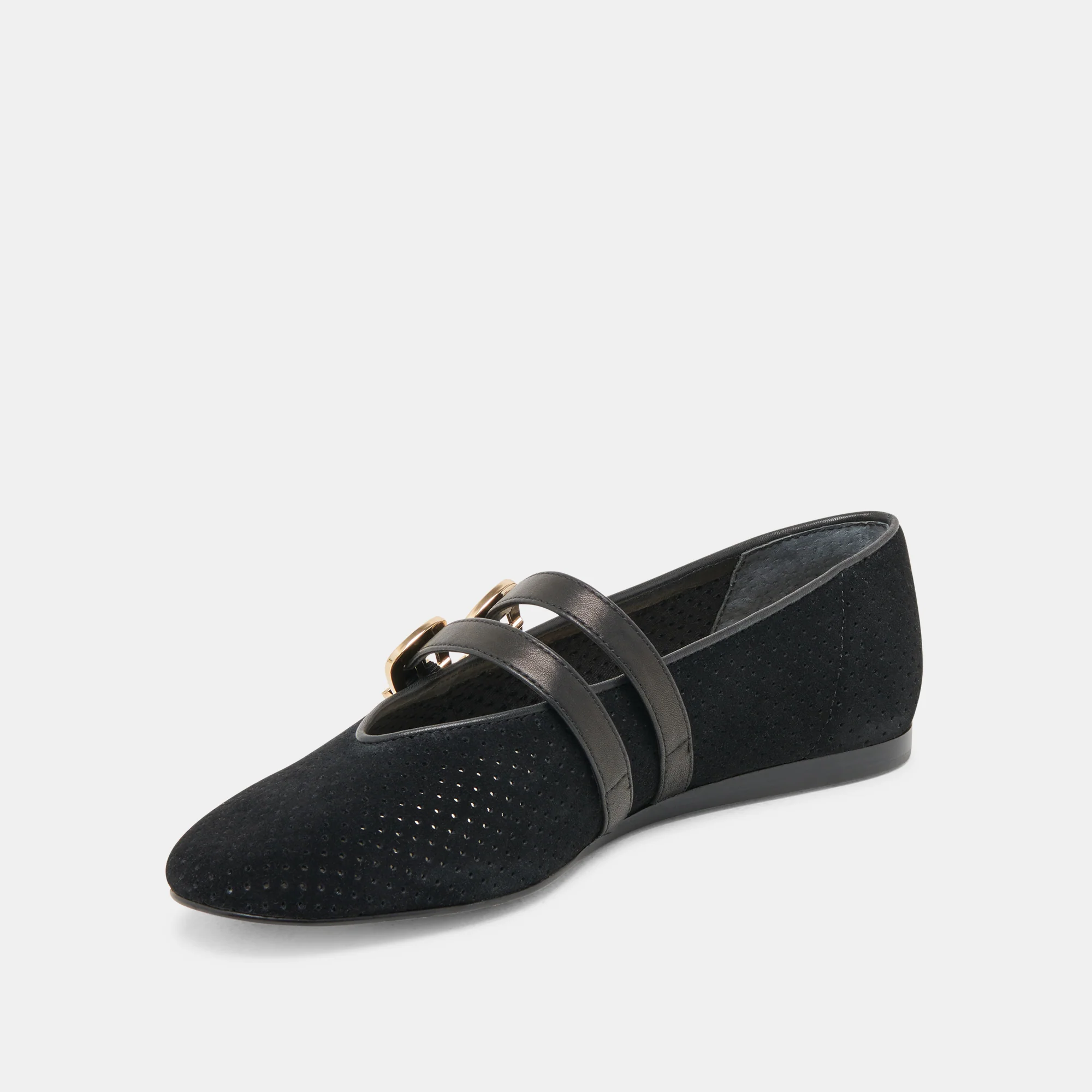 BAYLEE BALLET FLATS ONYX PERFORATED SUEDE 18 BAYLEE BALLET FLATS ONYX PERFORATED SUEDE