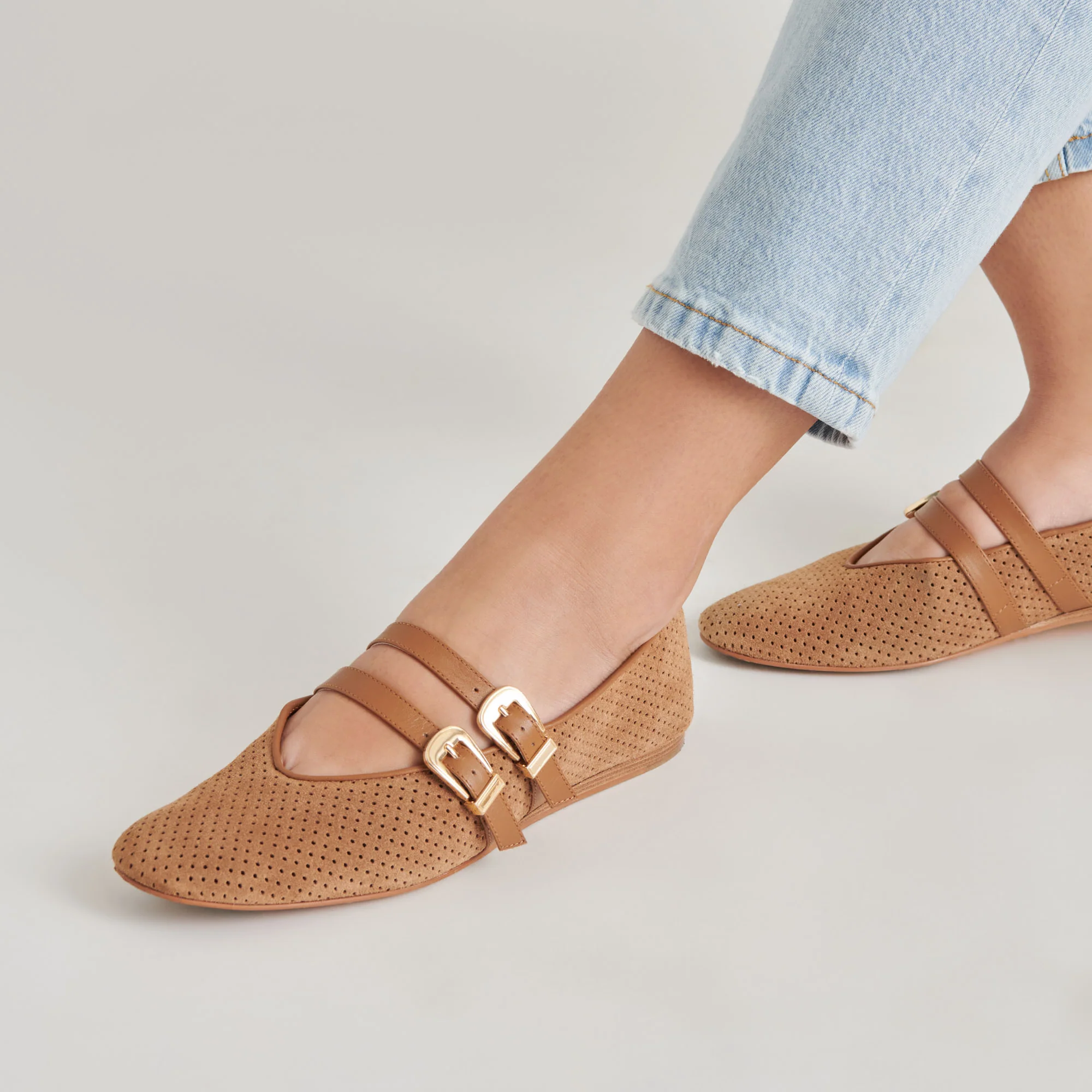 BAYLEE BALLET FLATS PECAN PERFORATED SUEDE 13 BAYLEE BALLET FLATS PECAN PERFORATED SUEDE