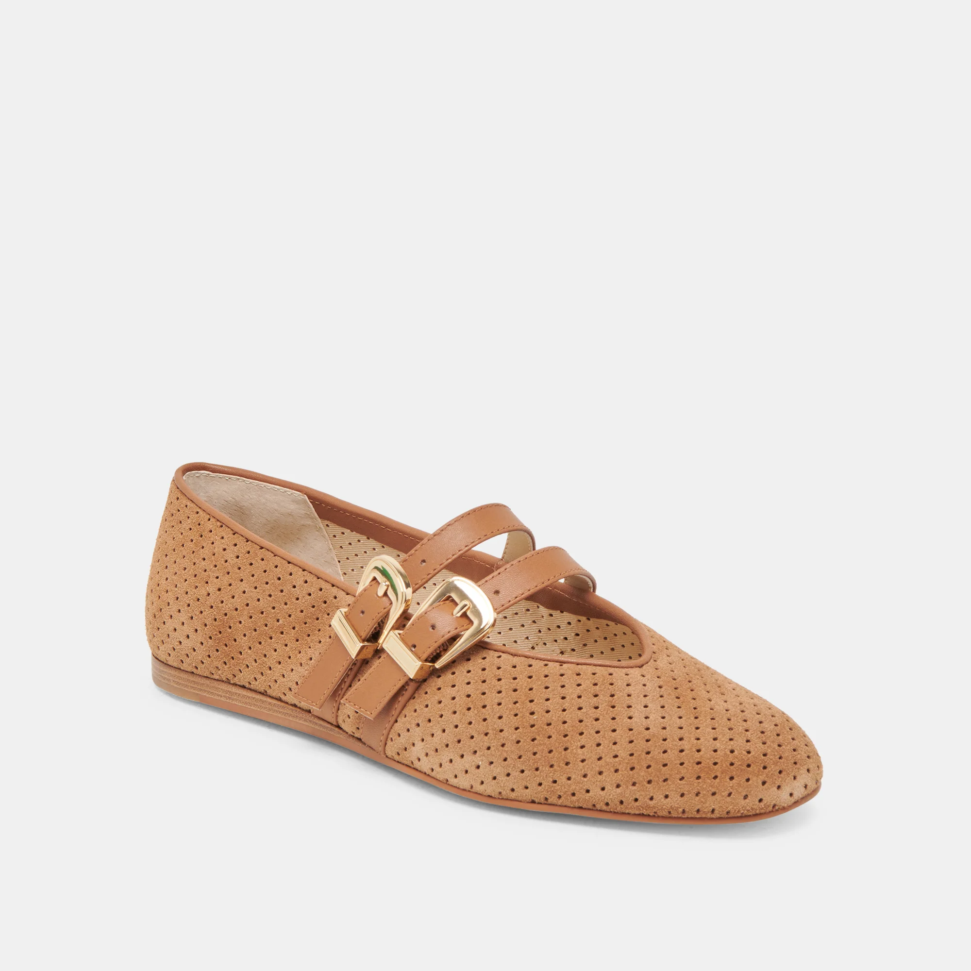 BAYLEE BALLET FLATS PECAN PERFORATED SUEDE 14 BAYLEE BALLET FLATS PECAN PERFORATED SUEDE