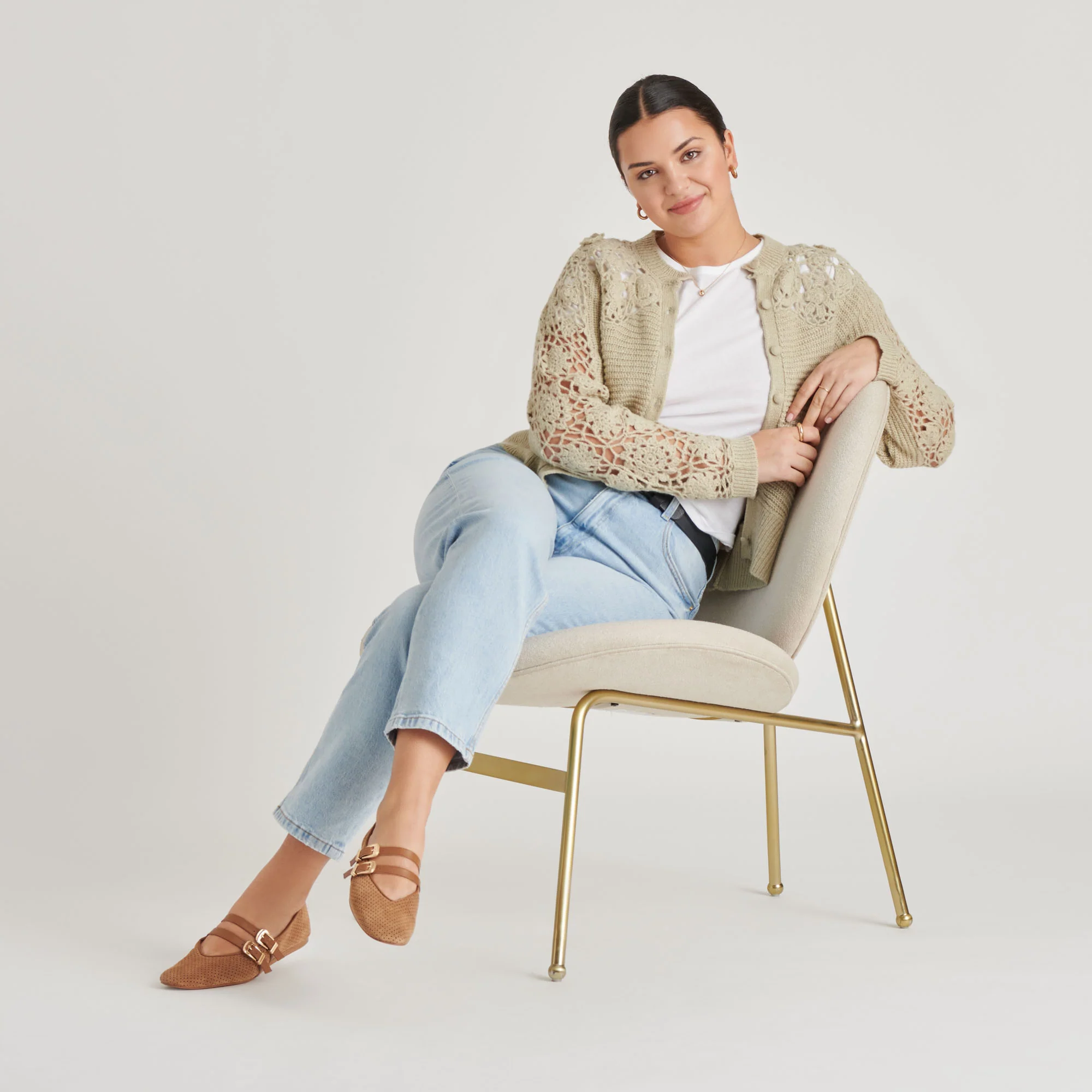 BAYLEE BALLET FLATS PECAN PERFORATED SUEDE 15 BAYLEE BALLET FLATS PECAN PERFORATED SUEDE