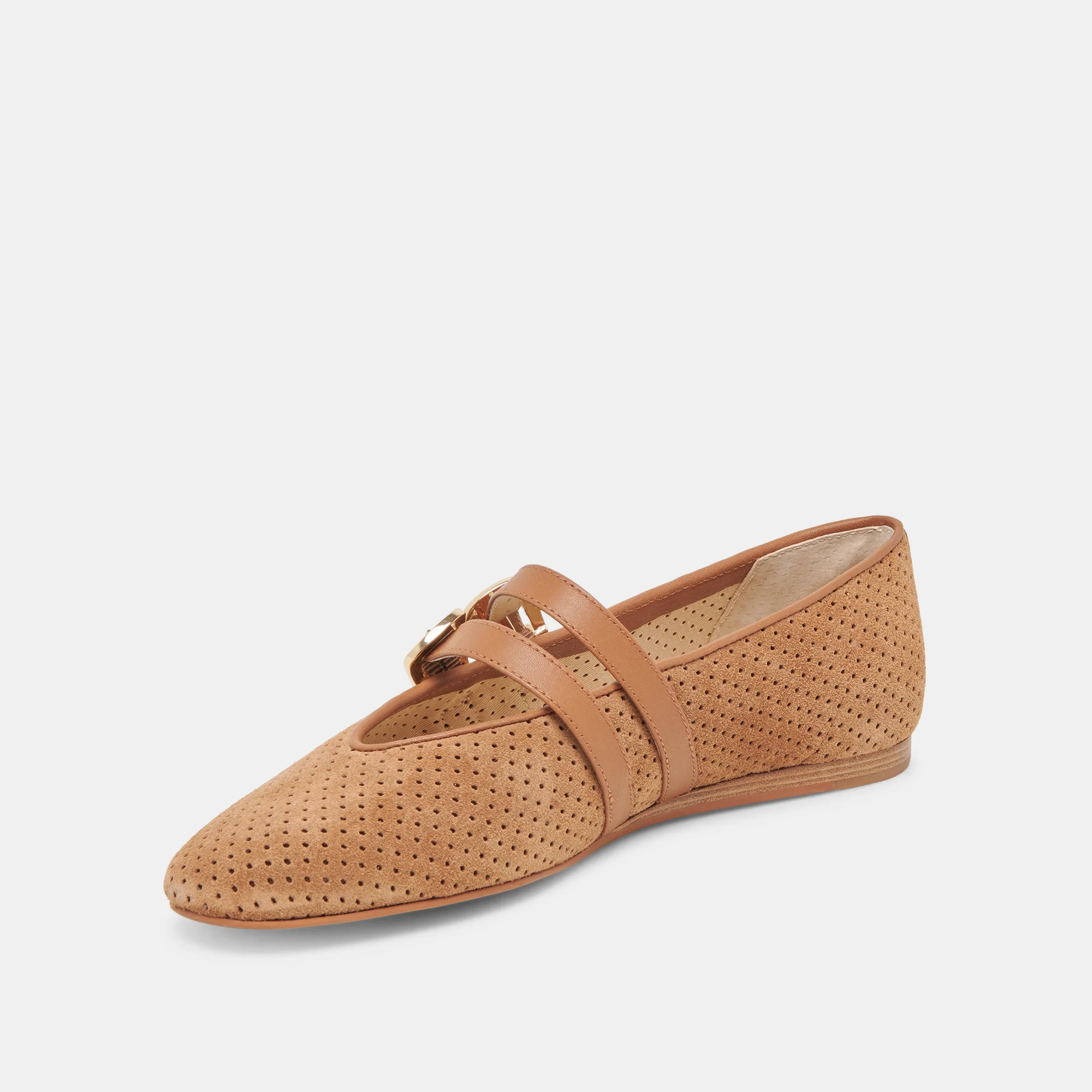 BAYLEE BALLET FLATS PECAN PERFORATED SUEDE 17 BAYLEE BALLET FLATS PECAN PERFORATED SUEDE